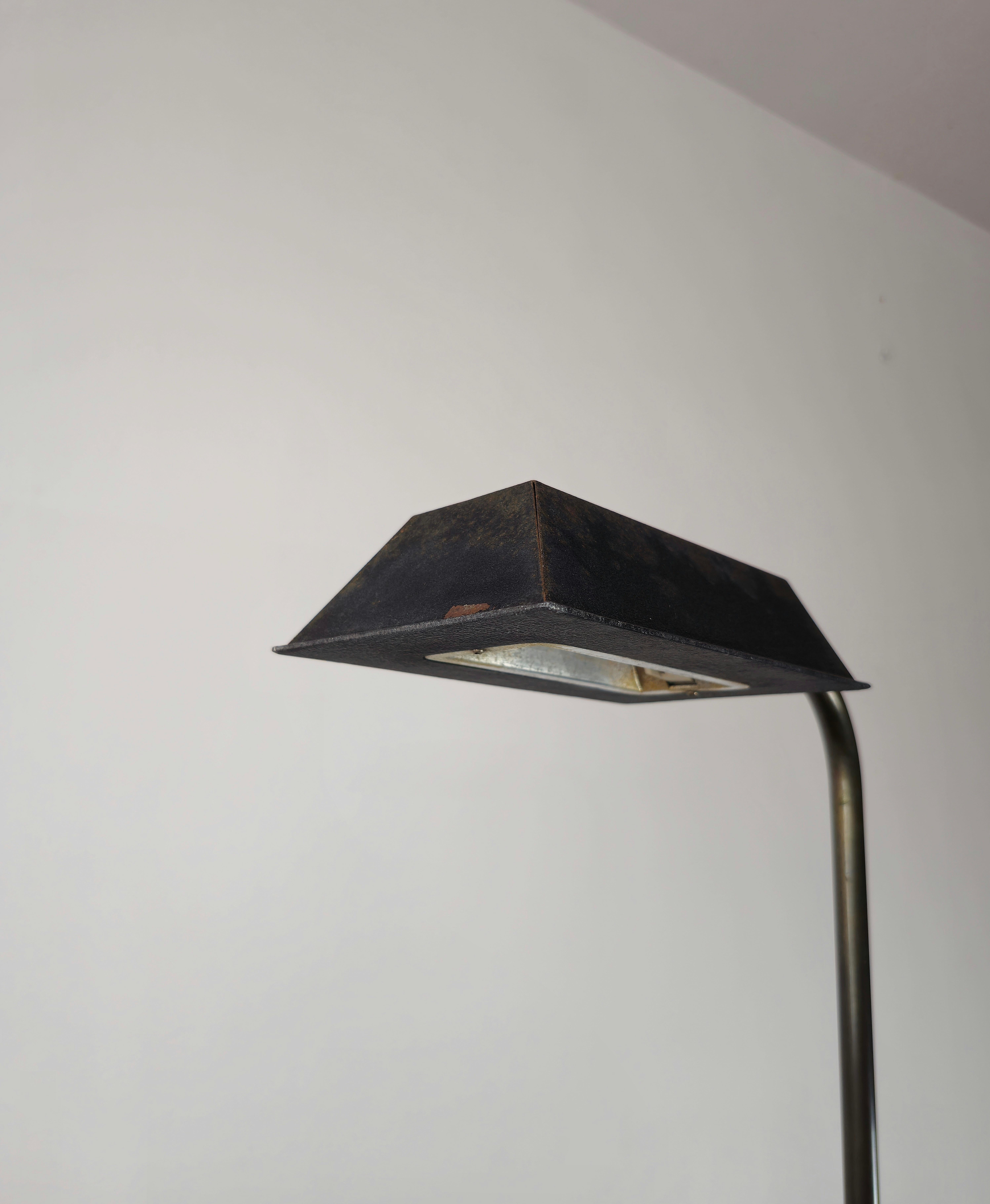 20th Century Floor Lamp Brass Black Metal Halogen Midcentury Modern Italian Design 1960s For Sale