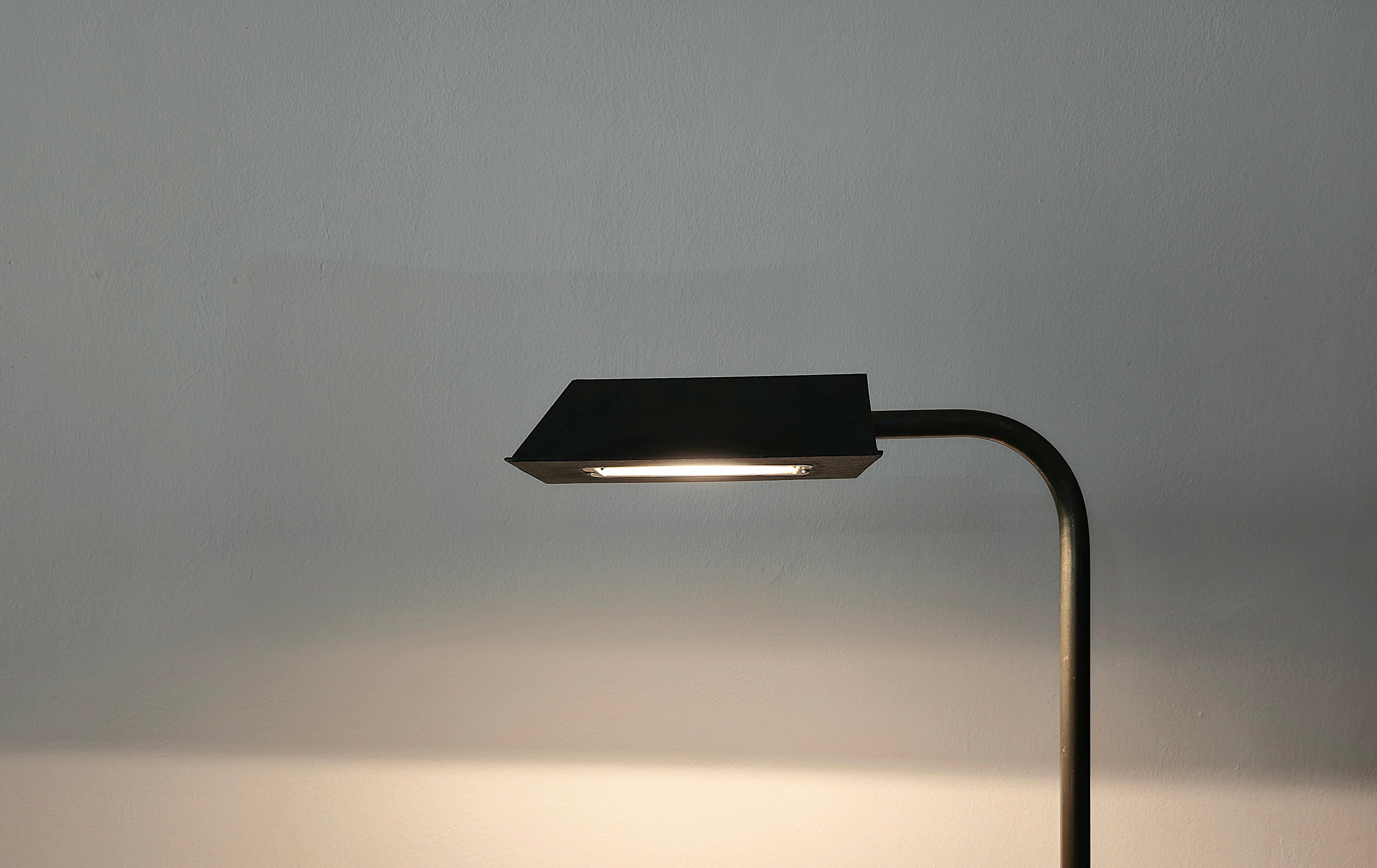 Floor Lamp Brass Black Metal Halogen Midcentury Modern Italian Design 1960s For Sale 1