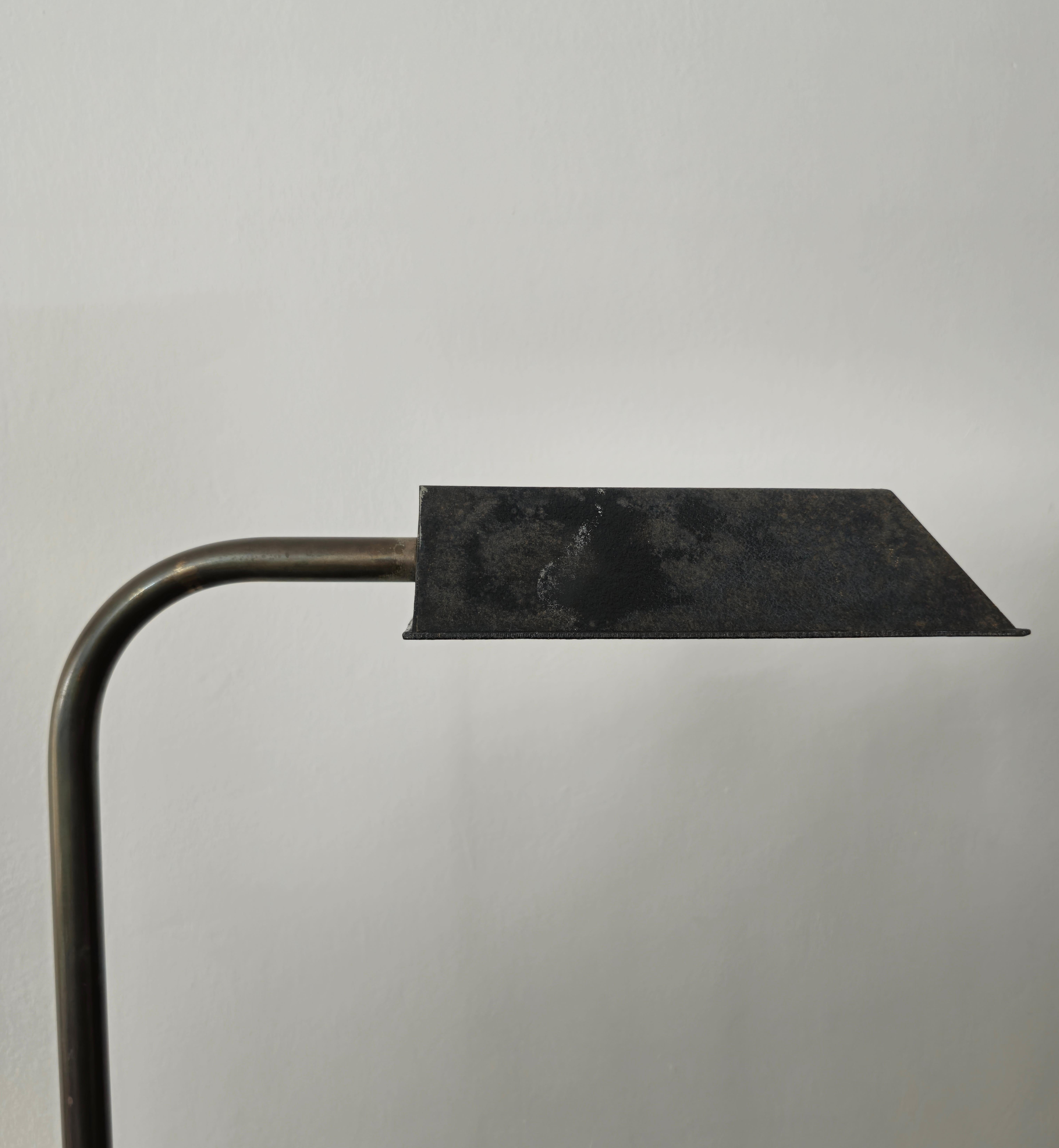 Floor Lamp Brass Black Metal Halogen Midcentury Modern Italian Design 1960s For Sale 4