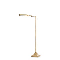 Floor Lamp, Brass Finish, Articulated Arm, Vintage Design.