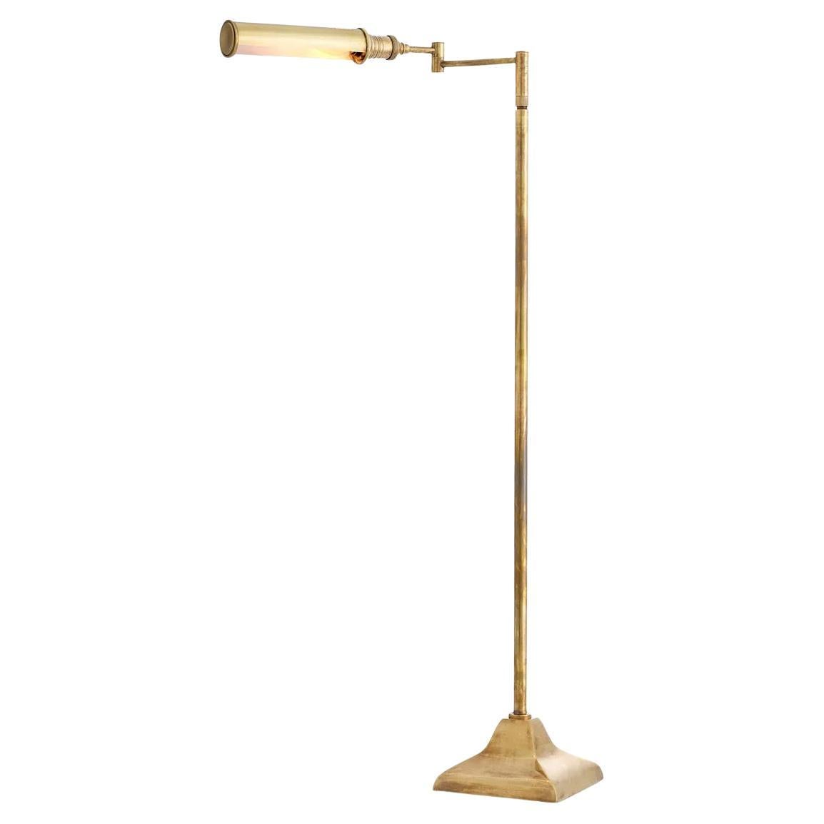 Floor Lamp, Brass Finish, Articulated Arm, Vintage Design. For Sale