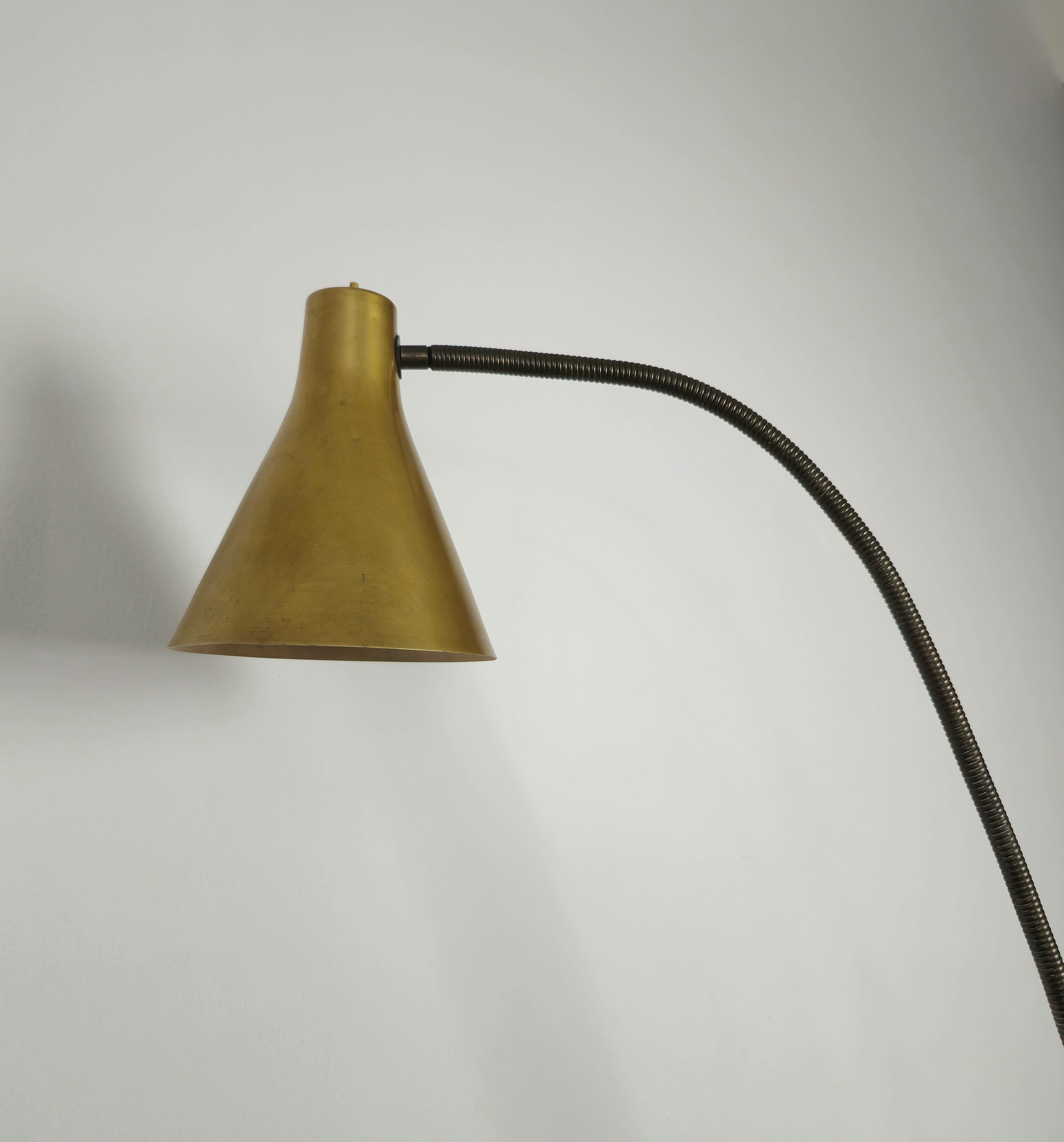 Mid-Century Modern Floor Lamp Brass Golden Aluminum Midcentury Modern Italian Design 1950s For Sale