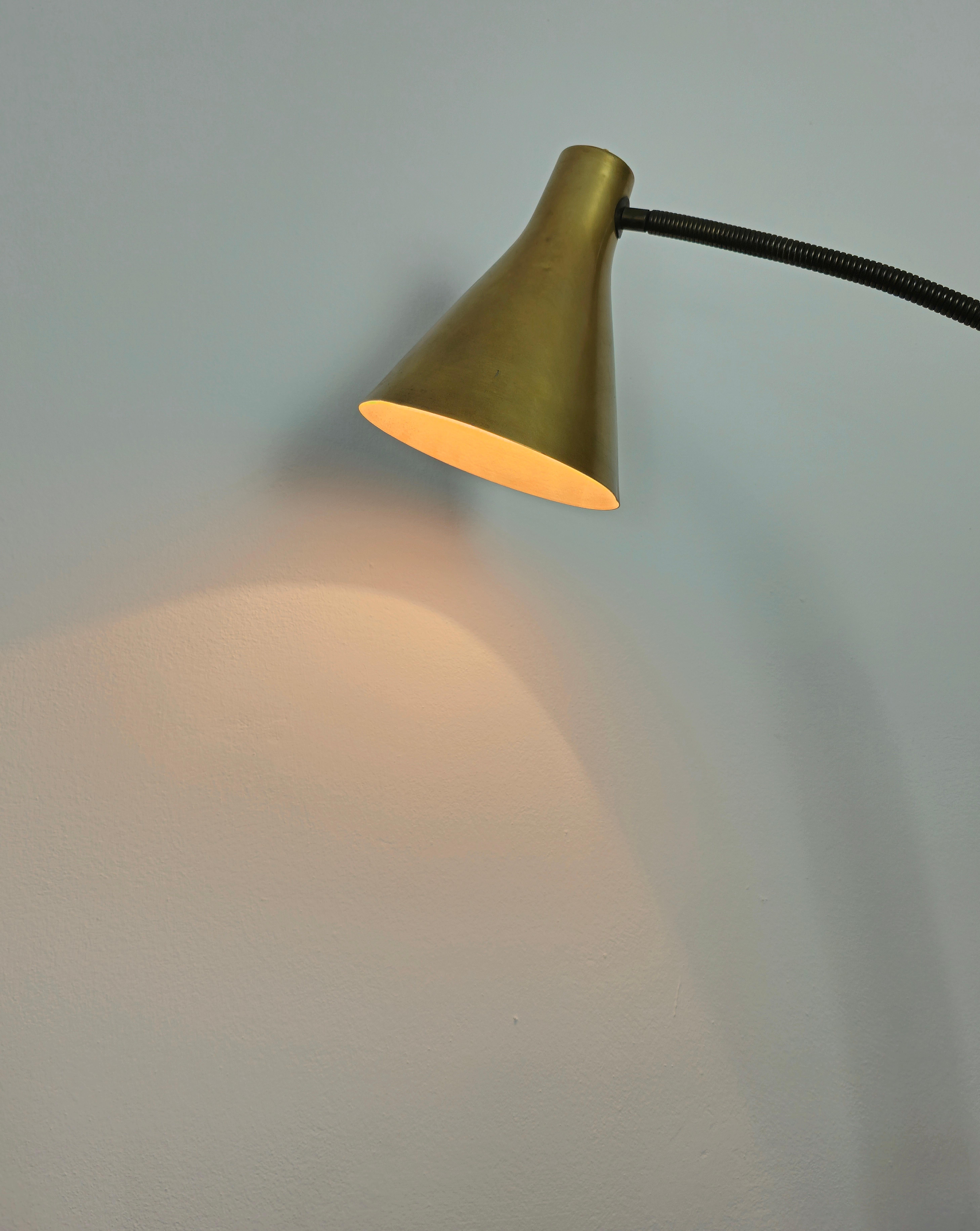 Floor Lamp Brass Golden Aluminum Midcentury Modern Italian Design 1950s In Fair Condition For Sale In Palermo, IT