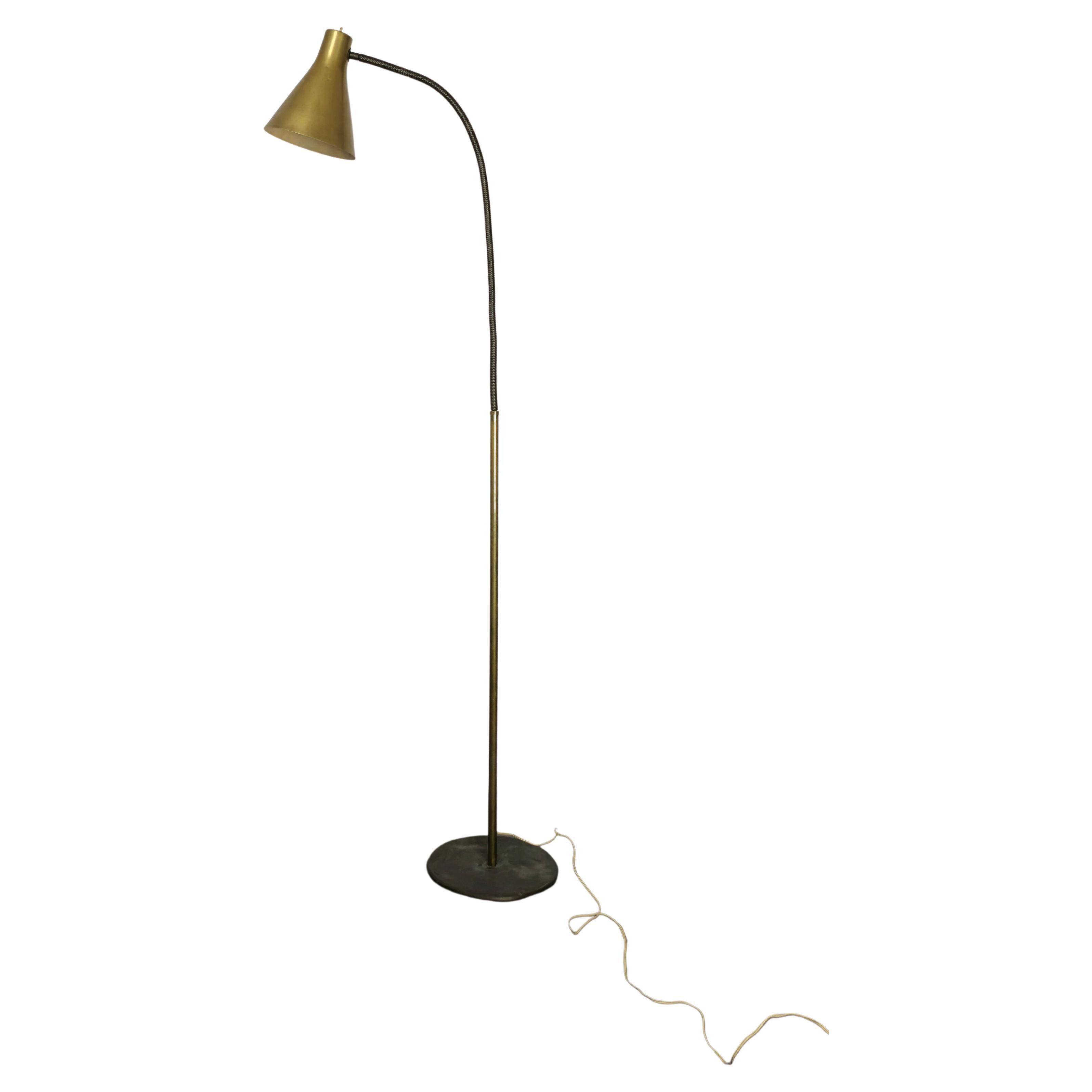 Floor Lamp Brass Golden Aluminum Midcentury Modern Italian Design 1950s For Sale