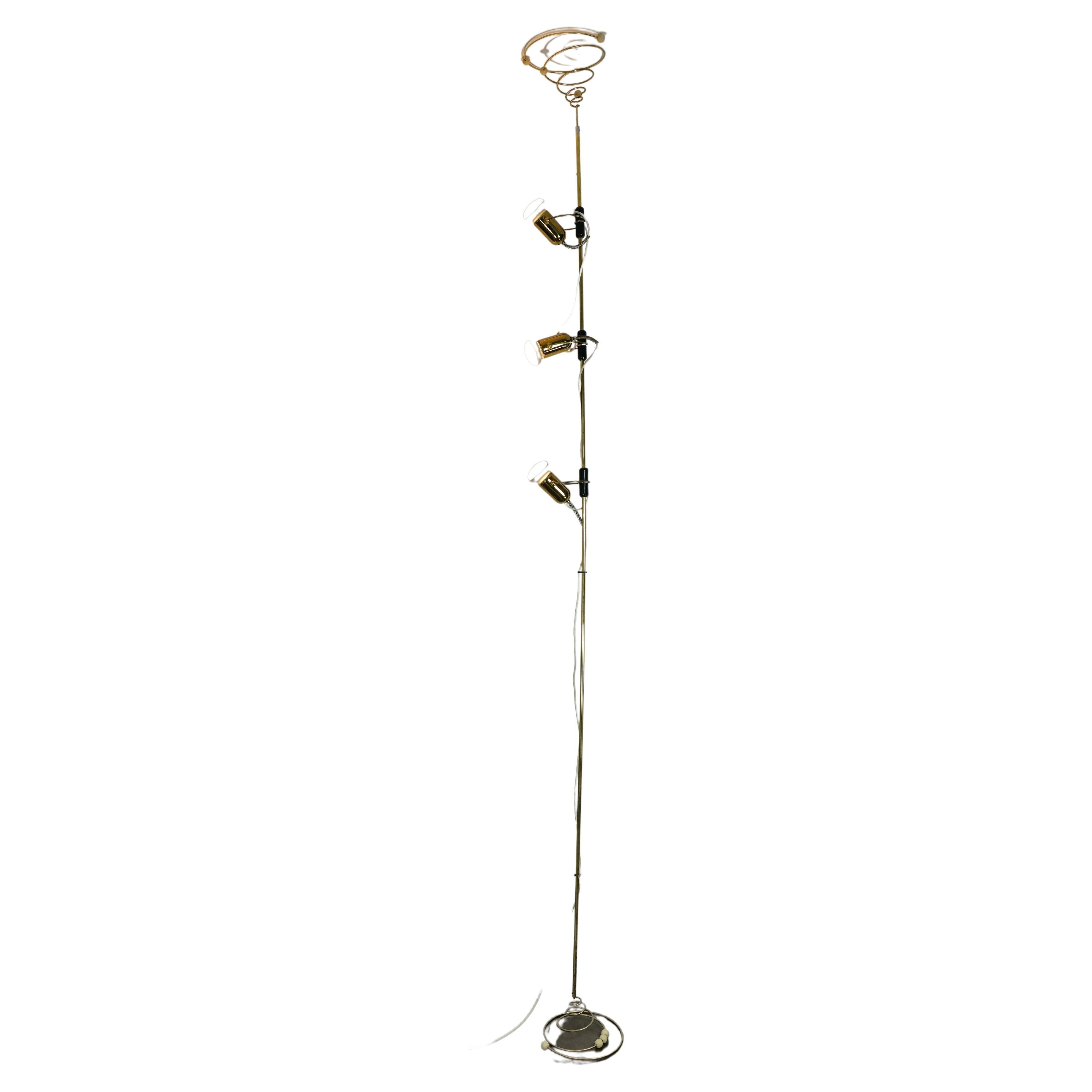 Floor Lamp Brass Golden Metal Francesco Fois for Reggiani Midcentury Italy 1970s