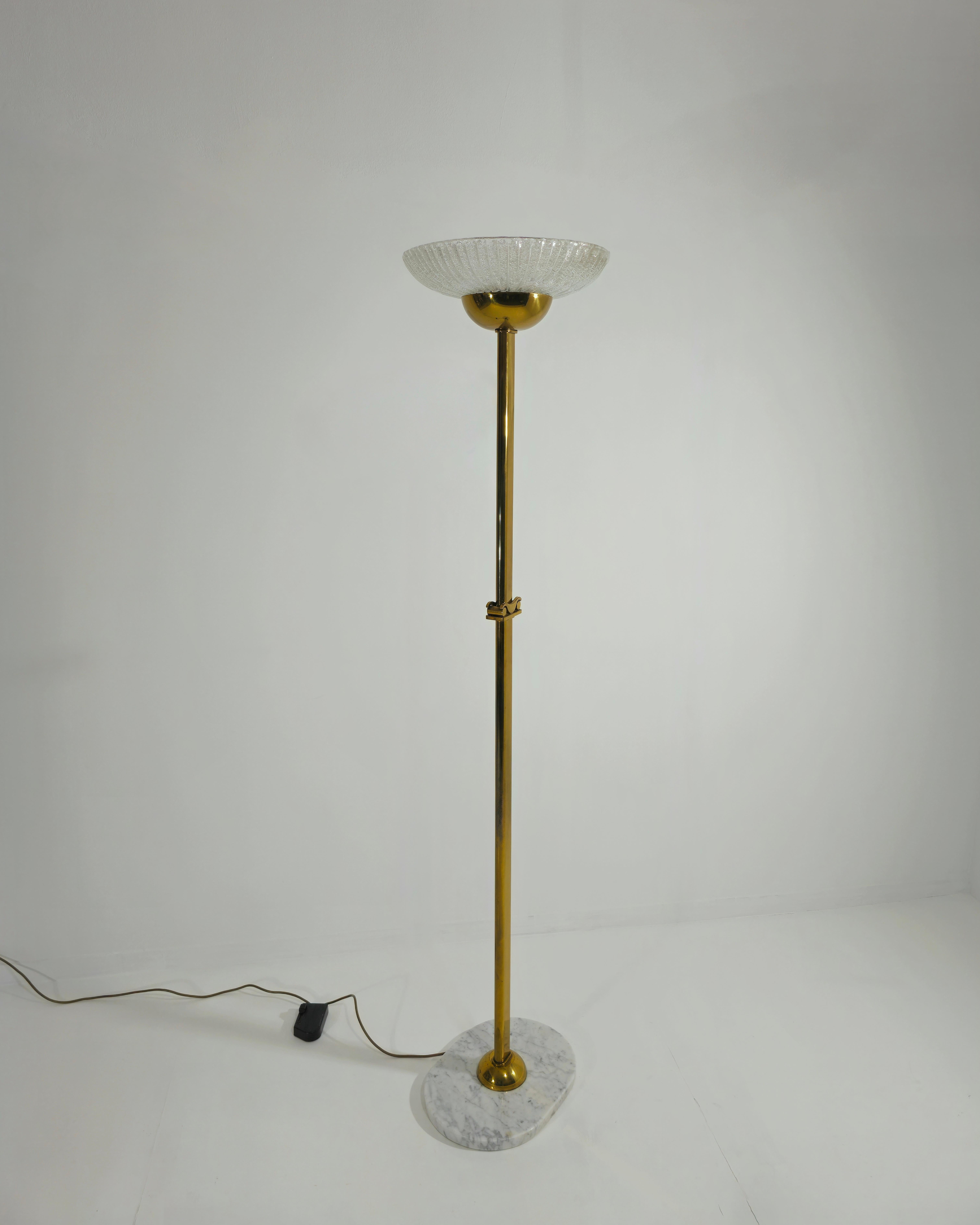 Floor Lamp Brass Murano and Marble Design Italy 1970s Mid-Century Modern For Sale 7