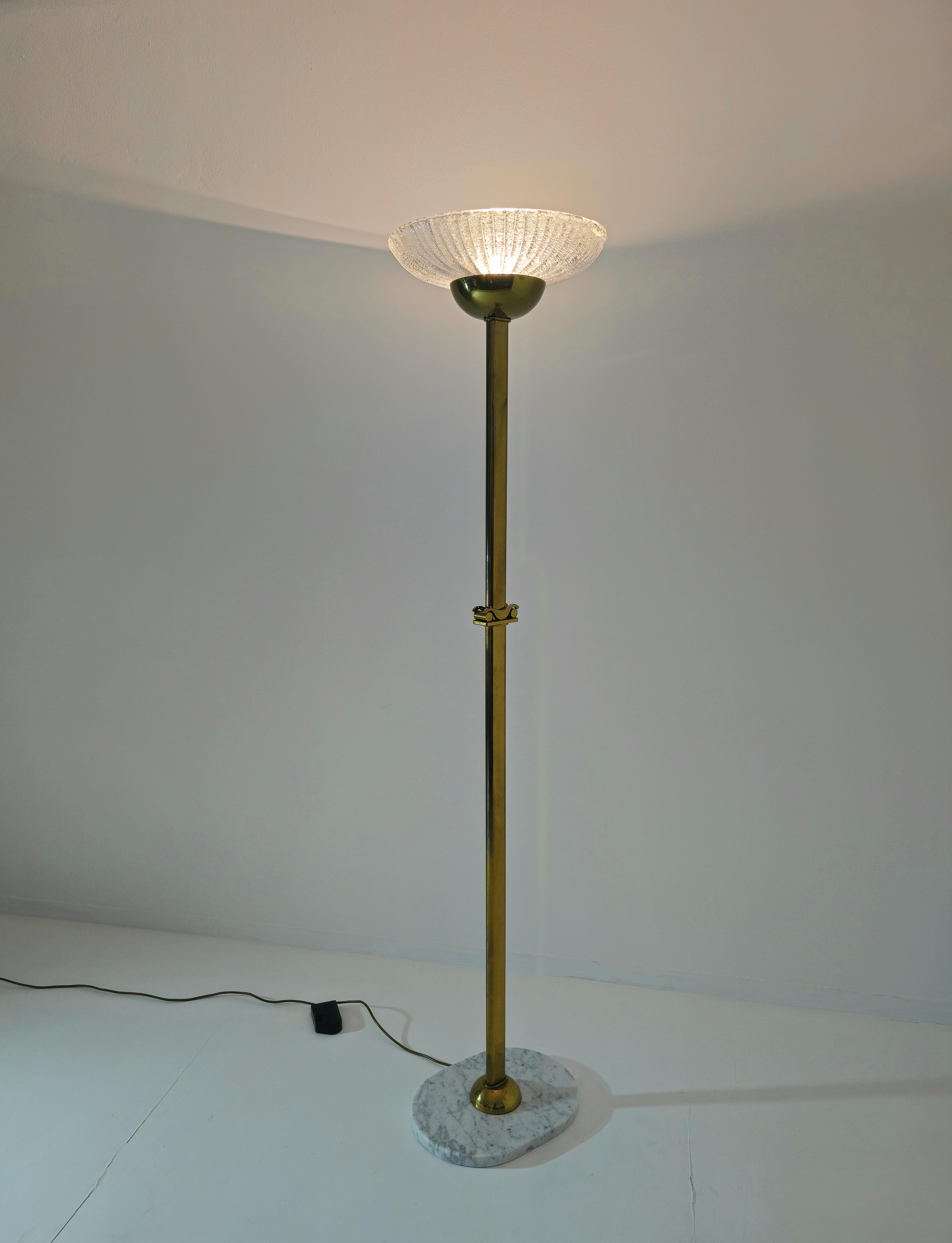 Floor Lamp Brass Murano and Marble Design Italy 1970s Mid-Century Modern For Sale 10