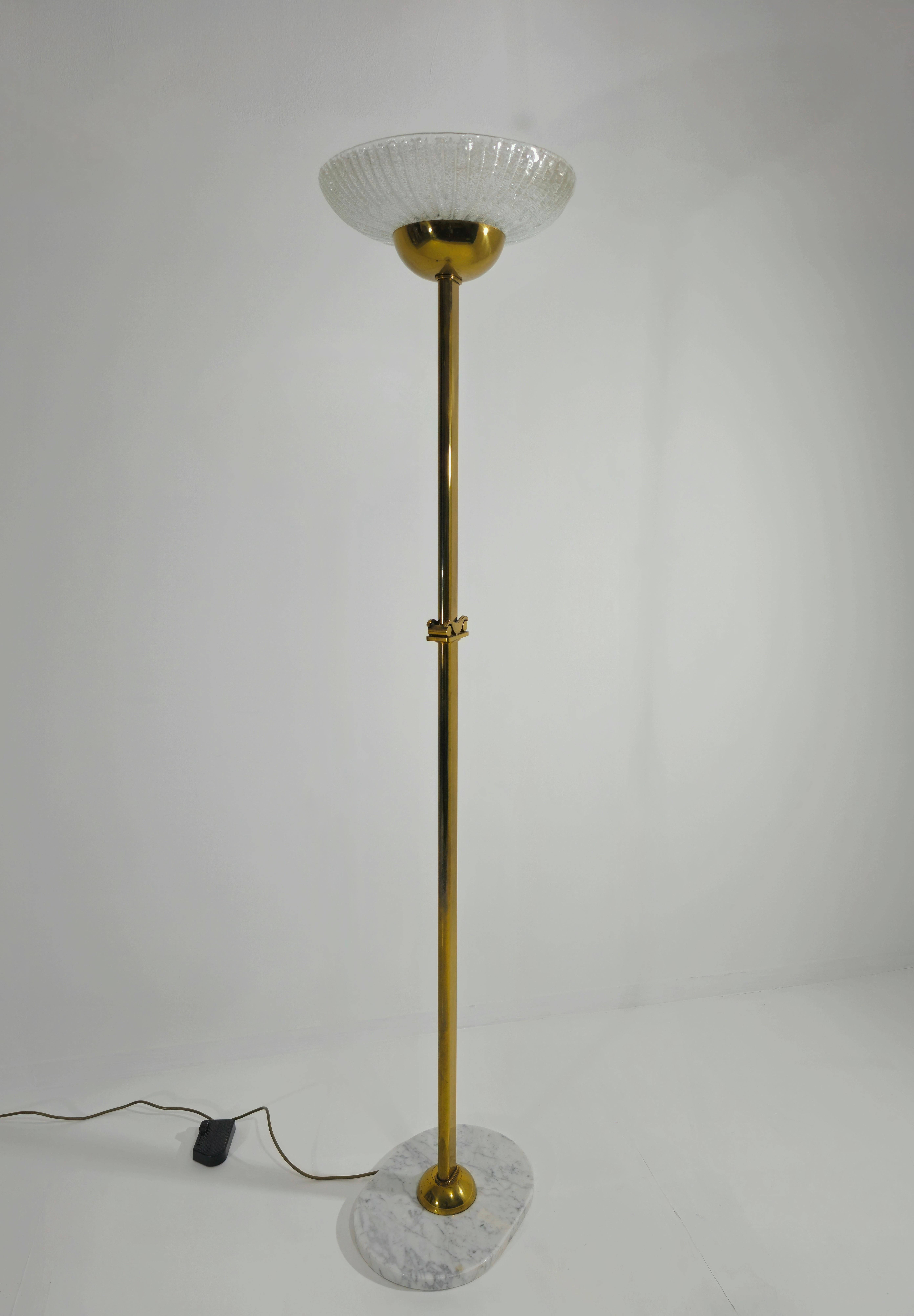 Floor Lamp Brass Murano and Marble Design Italy 1970s Mid-Century Modern For Sale 11