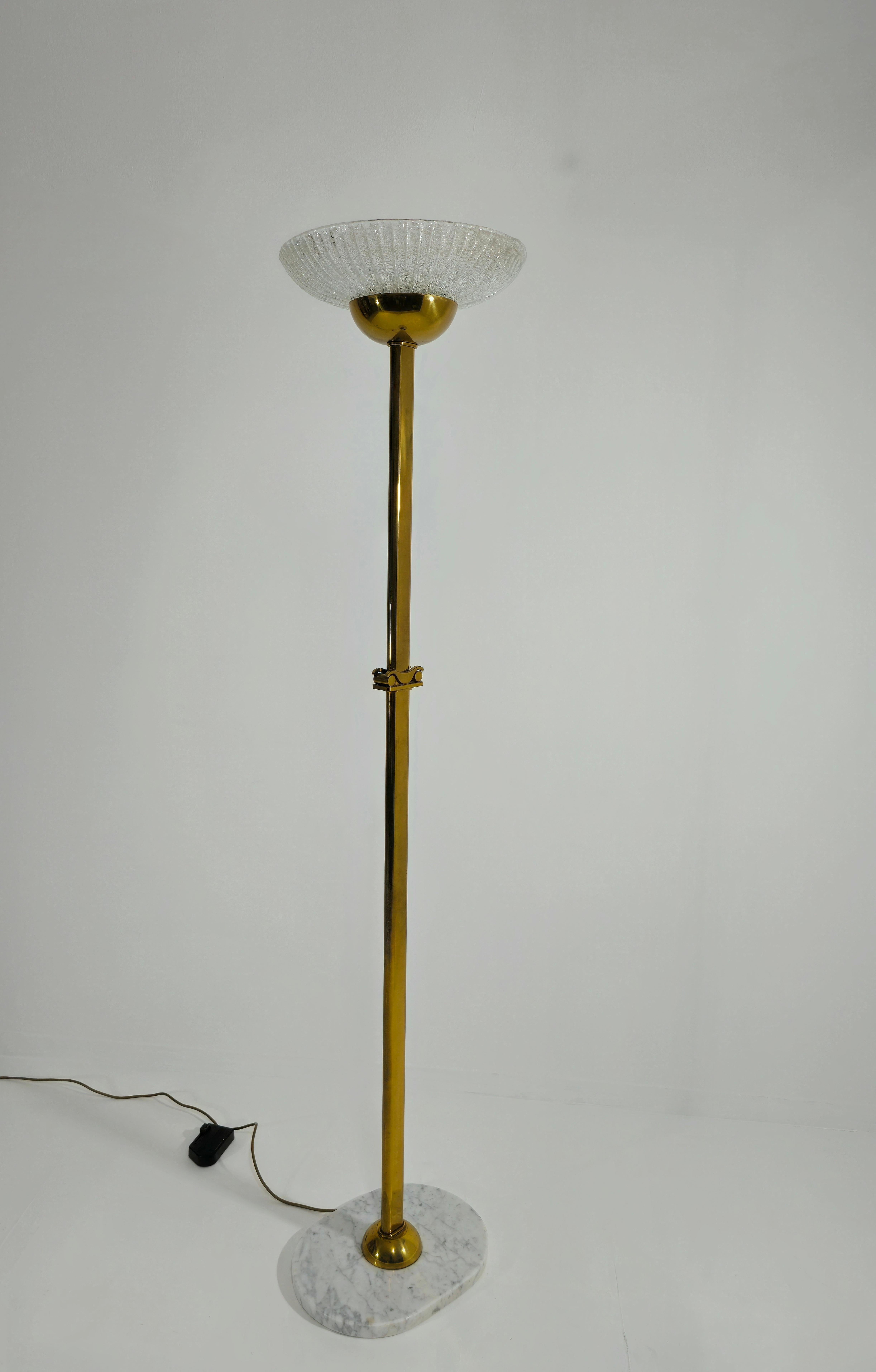 20th Century Floor Lamp Brass Murano and Marble Design Italy 1970s Mid-Century Modern For Sale