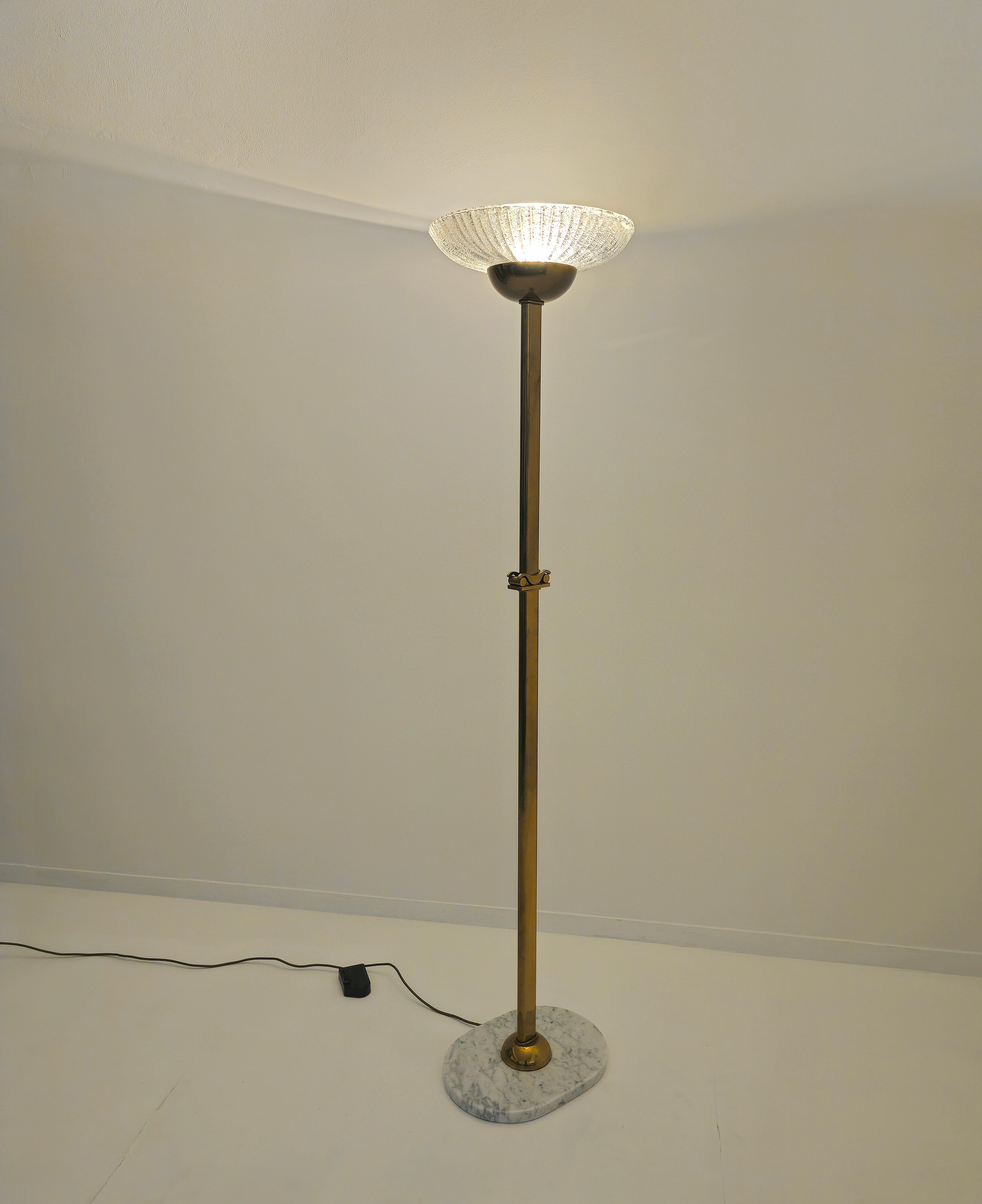 Floor Lamp Brass Murano and Marble Design Italy 1970s Mid-Century Modern For Sale 2