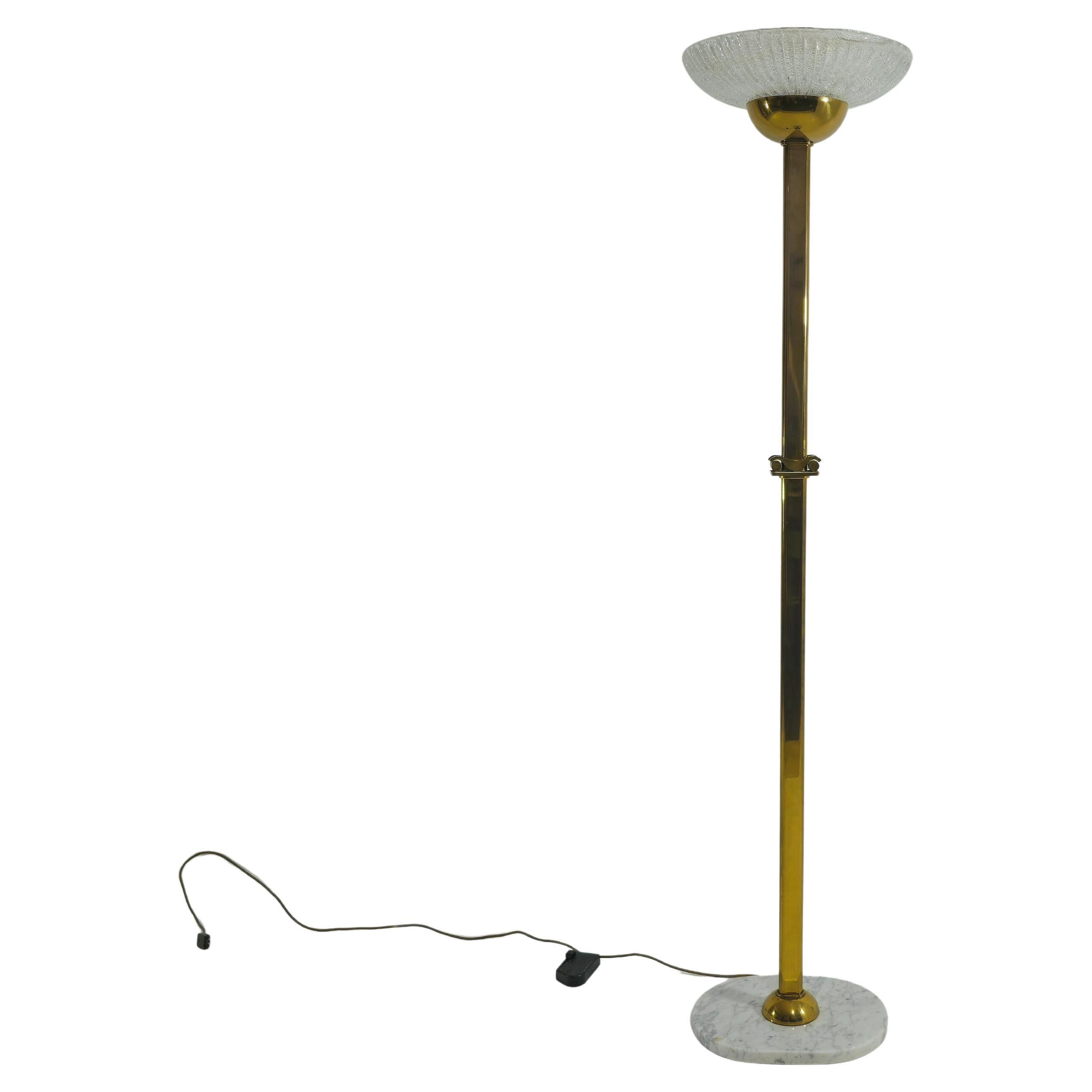 Floor Lamp Brass Murano and Marble Design Italy 1970s Mid-Century Modern For Sale
