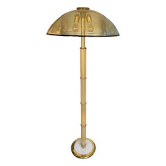 Stehlampe aus Messing und Muranoglas und Bambus von Fabbian, Italien, 1970er Jahre
