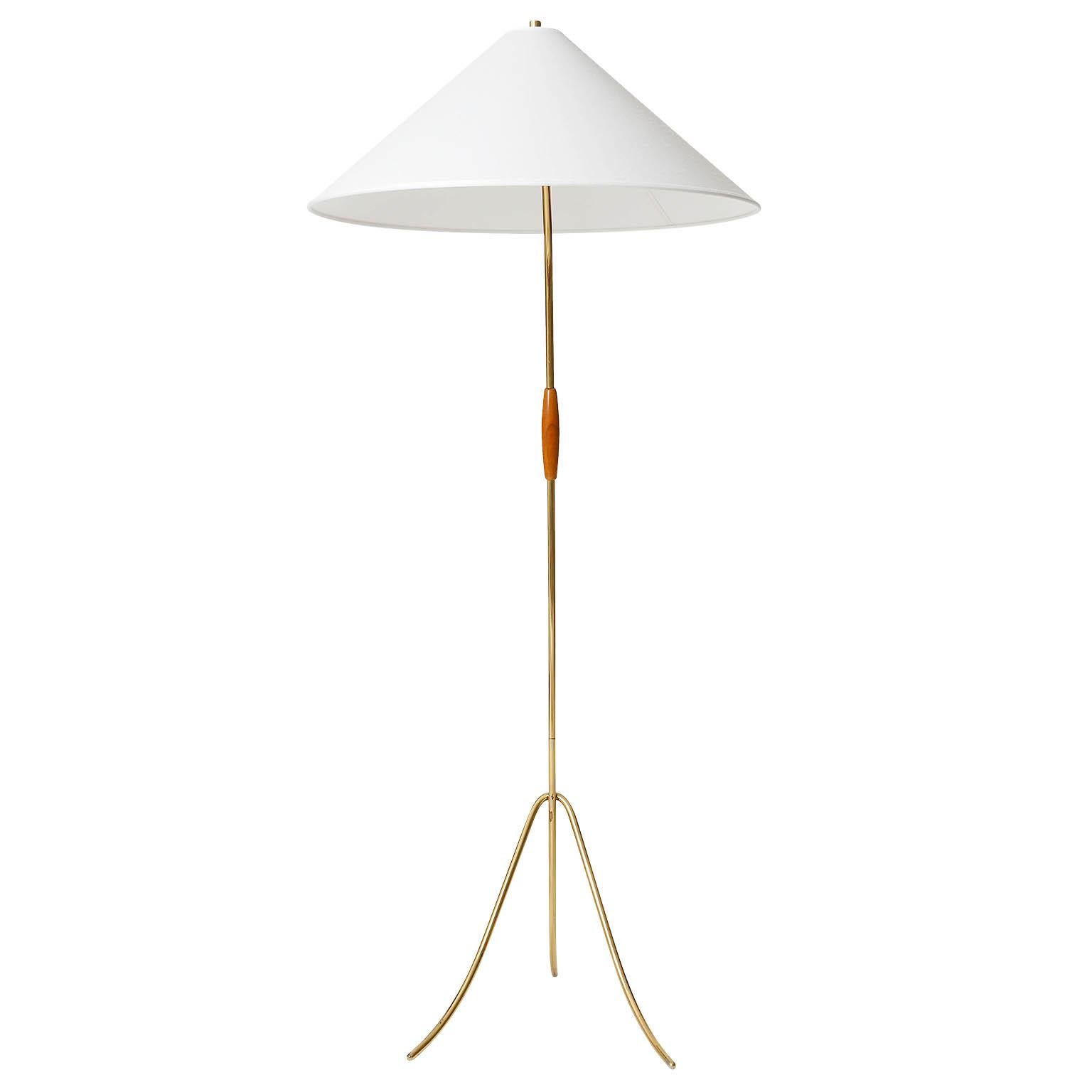 Stehlampe aus Messingholz, Rupert Nikoll, Österreich, 1960 (Moderne der Mitte des Jahrhunderts) im Angebot
