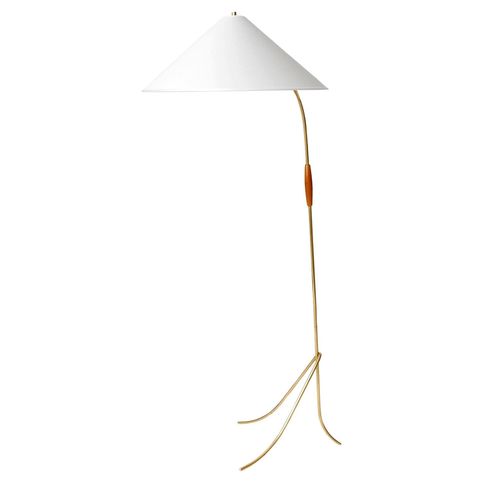 Floor Lamp Brass Wood, Rupert Nikoll, Austria, 1960 For Sale