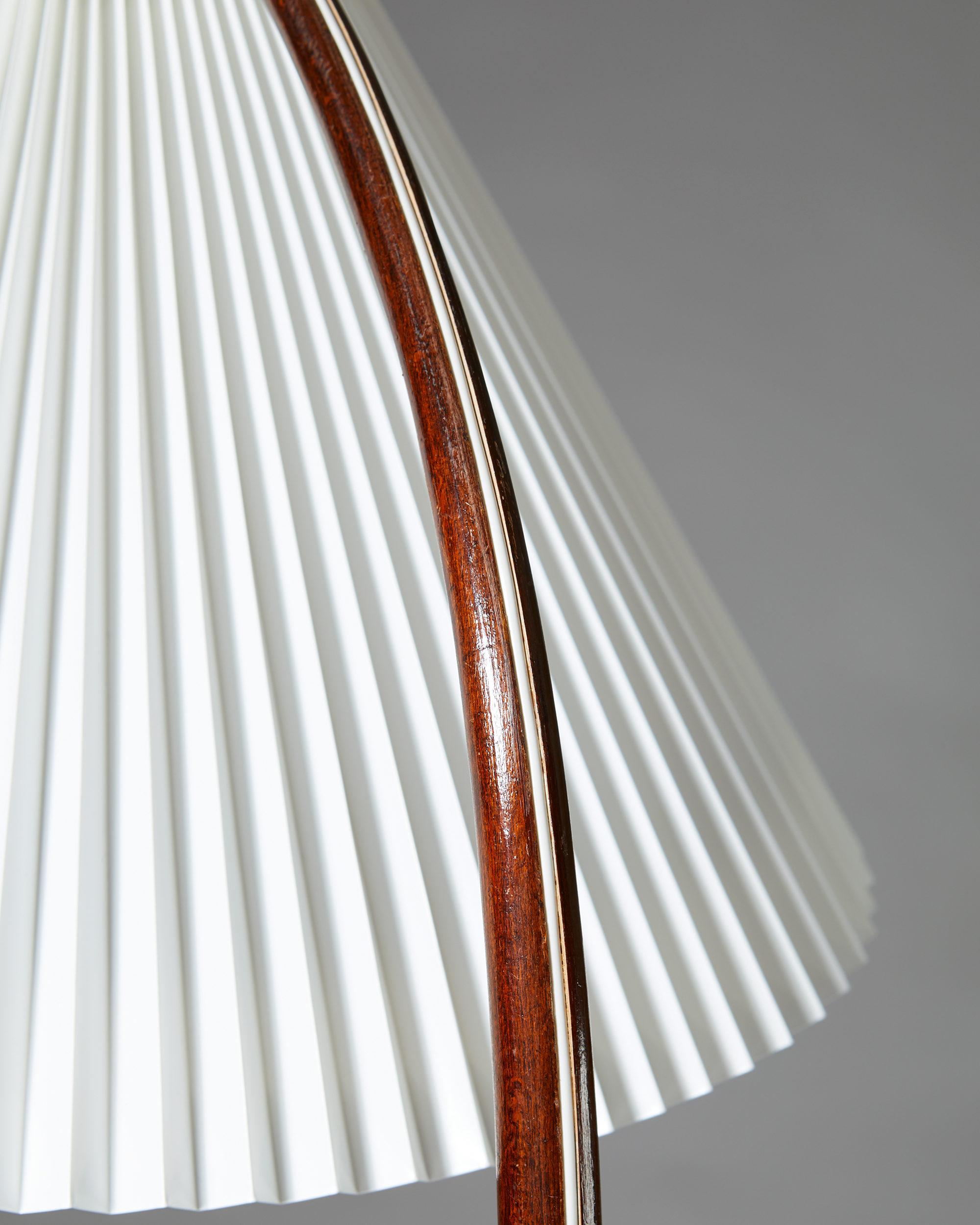 Beech Floor Lamp “Bridge” Designed by Severin Hansen for Haslev, Denmark, 1950s