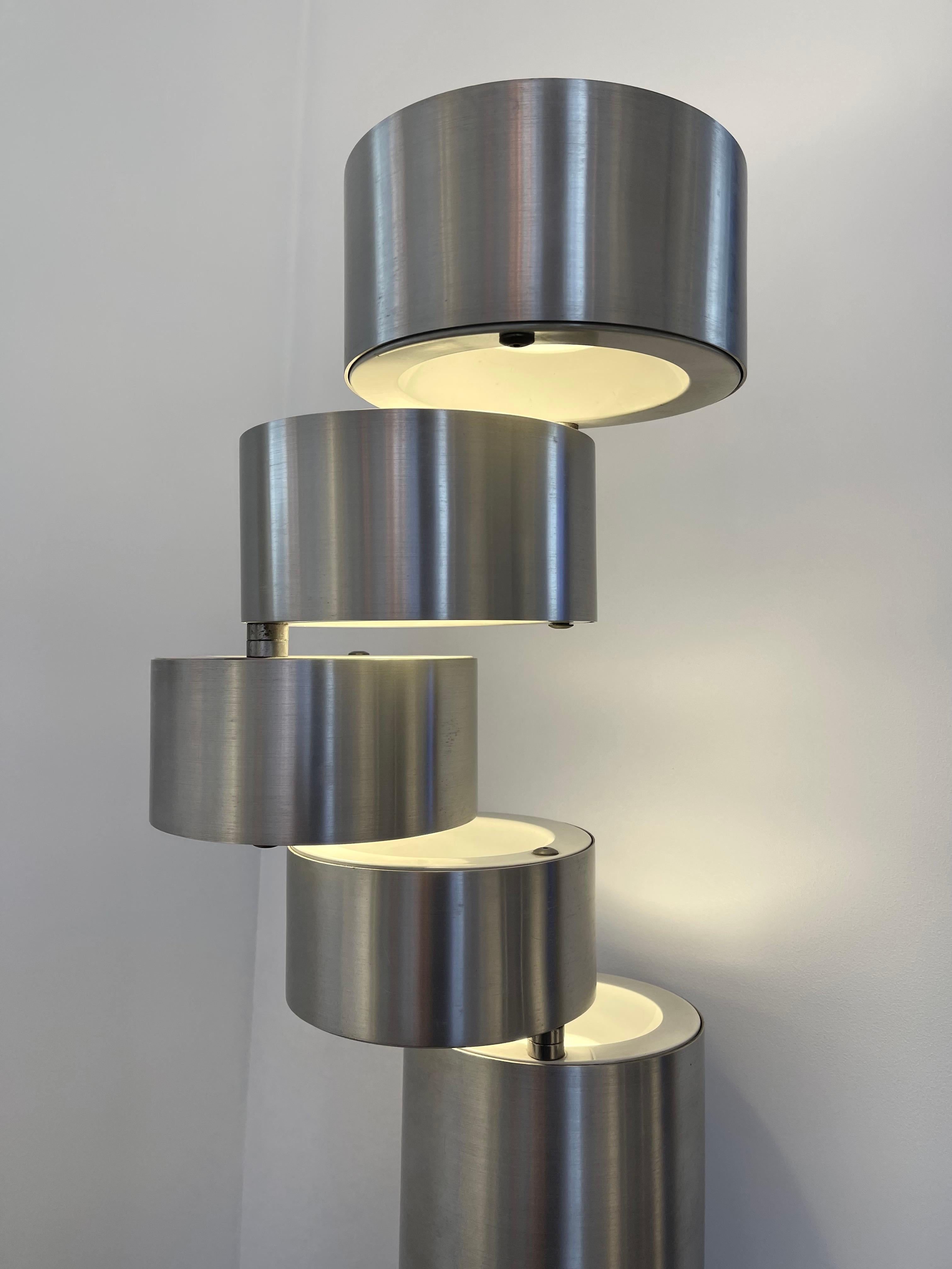 Floor Lamp Brushed Stainless Steel by Stilux Milano, Italy, 1970s 1