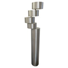 Floor Lamp Brushed Stainless Steel by Stilux Milano, Italy, 1970s