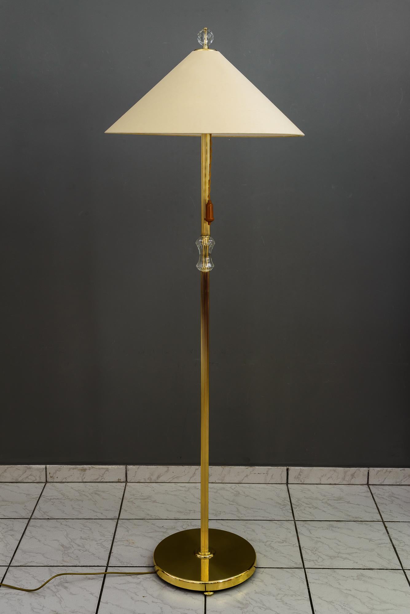 Floor lamp by Bakalowits vienna around 1950s
Brass polished and stove enameled
The fabric shade is replaced ( new )