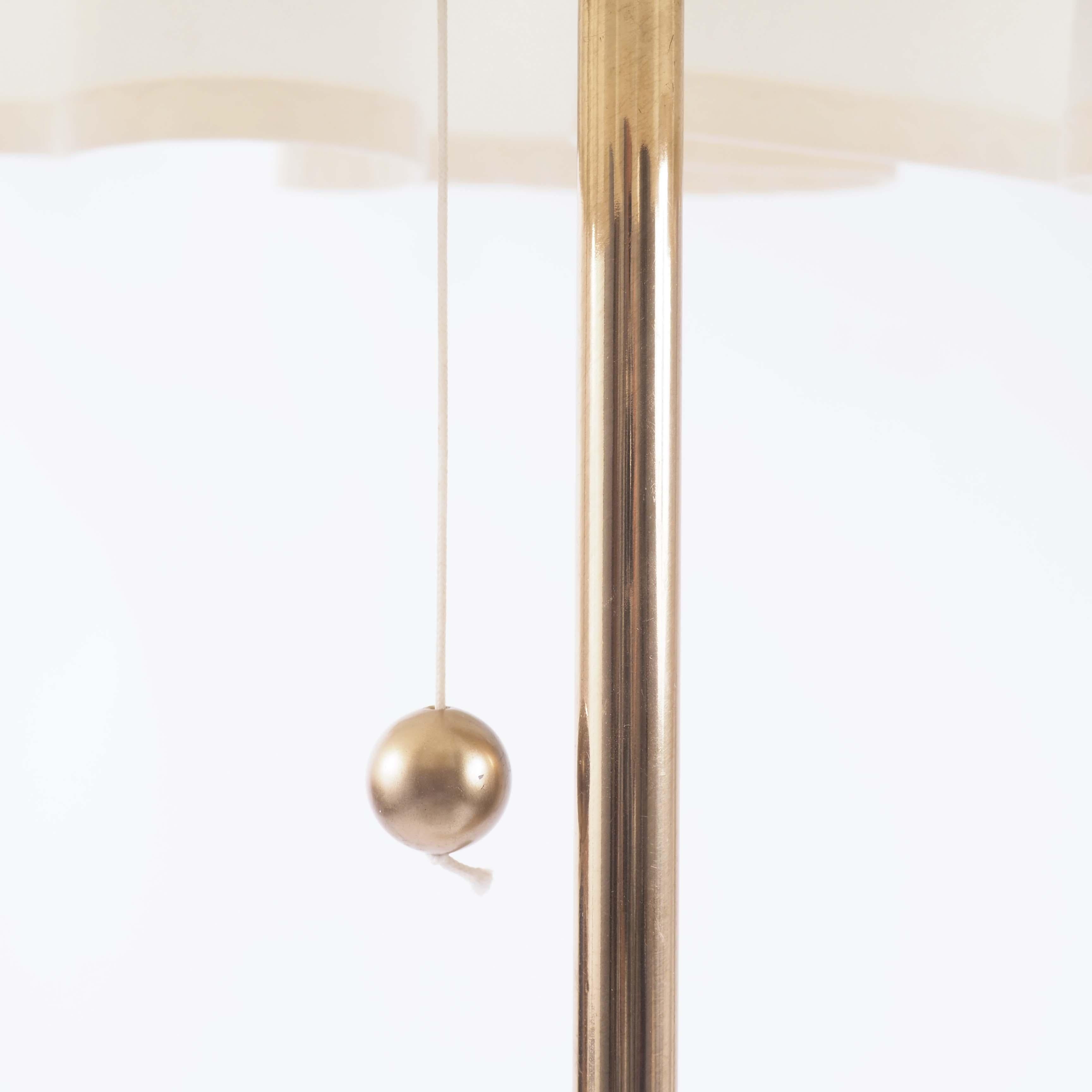 Swedish Floor Lamp by Bergboms, Sweden in Brass and Fabric For Sale