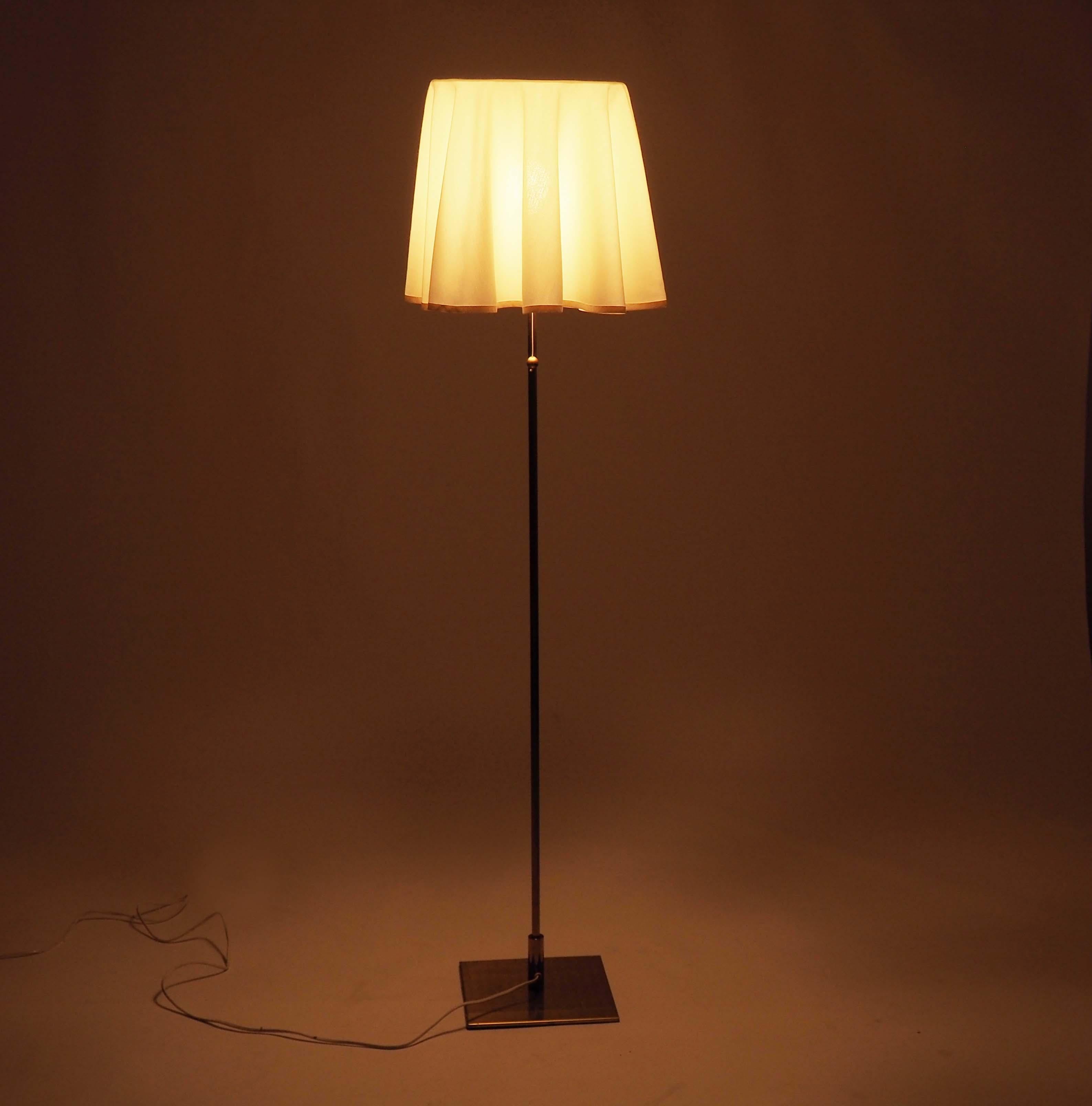 Floor Lamp by Bergboms, Sweden in Brass and Fabric For Sale 1