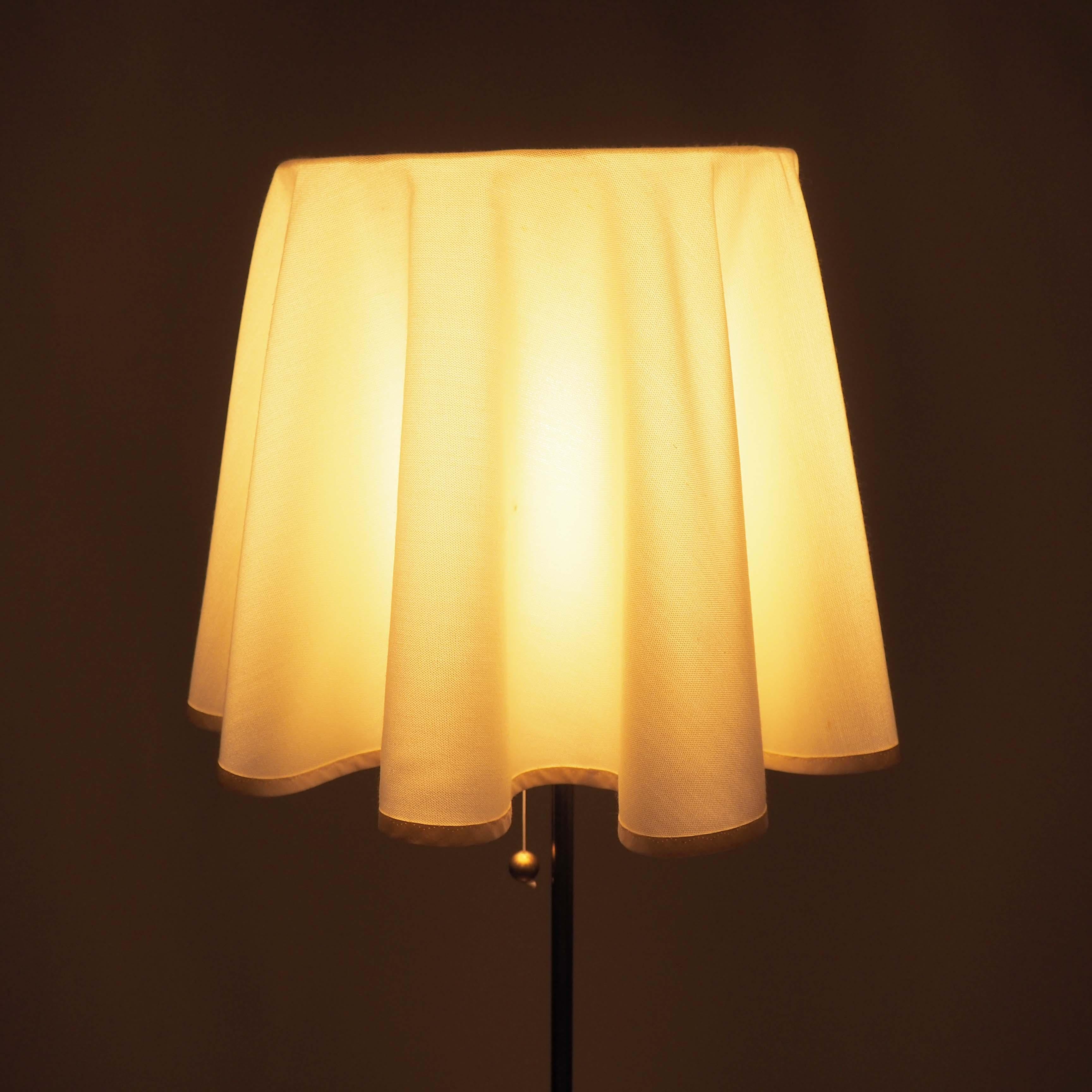 Floor Lamp by Bergboms, Sweden in Brass and Fabric For Sale 2
