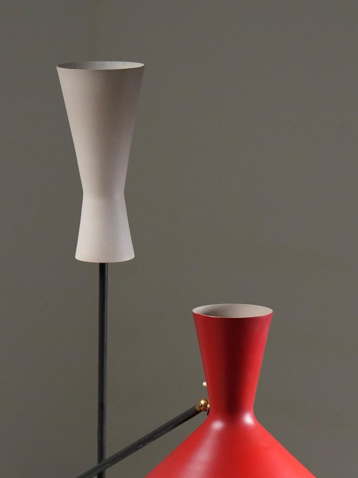 Floor Lamp by Carl Moor for BAG Turgi in Metal and Brass, Switzerland, 1950's For Sale 4