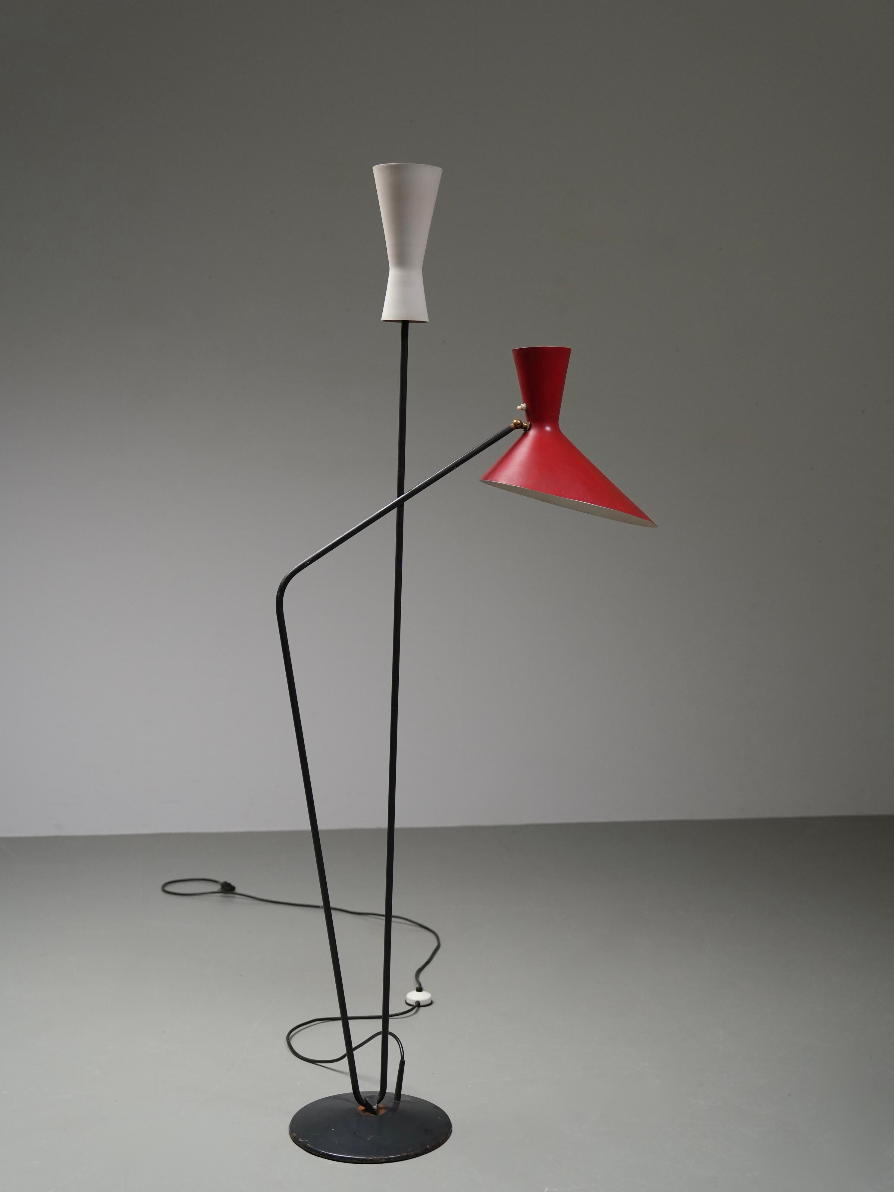 Floor Lamp by Carl Moor for BAG Turgi in Metal and Brass, Switzerland, 1950's For Sale 7