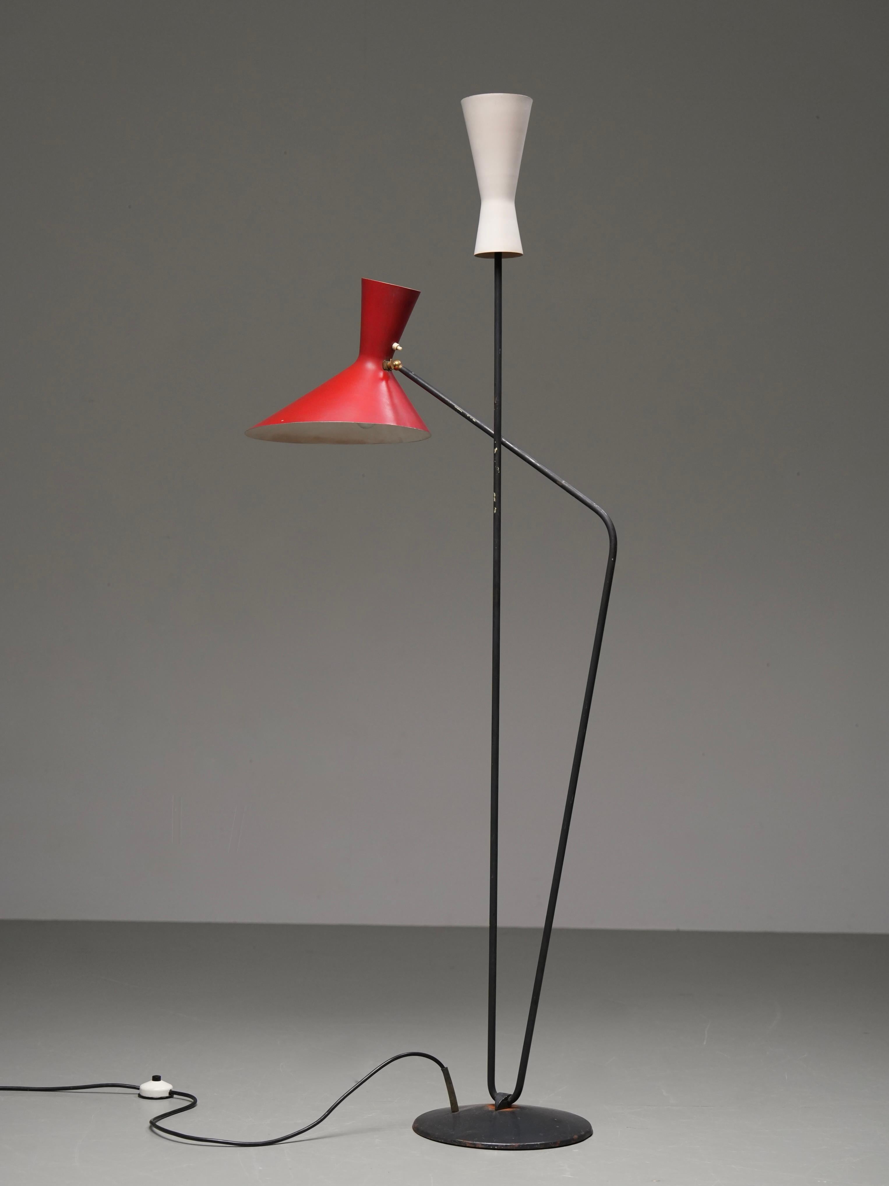 Floor Lamp by Carl Moor for BAG Turgi in Metal and Brass, Switzerland, 1950's For Sale 2