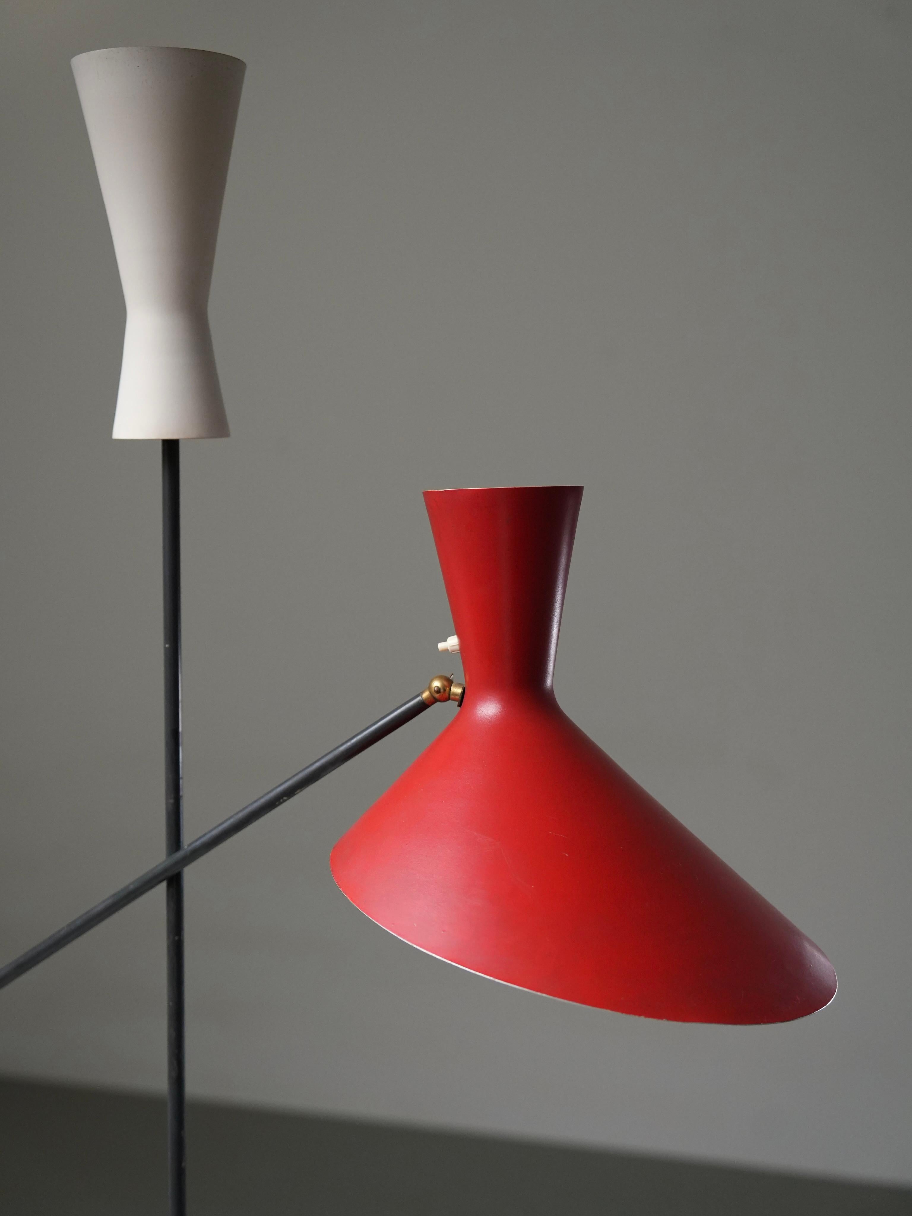 Floor Lamp by Carl Moor for BAG Turgi in Metal and Brass, Switzerland, 1950's For Sale 3