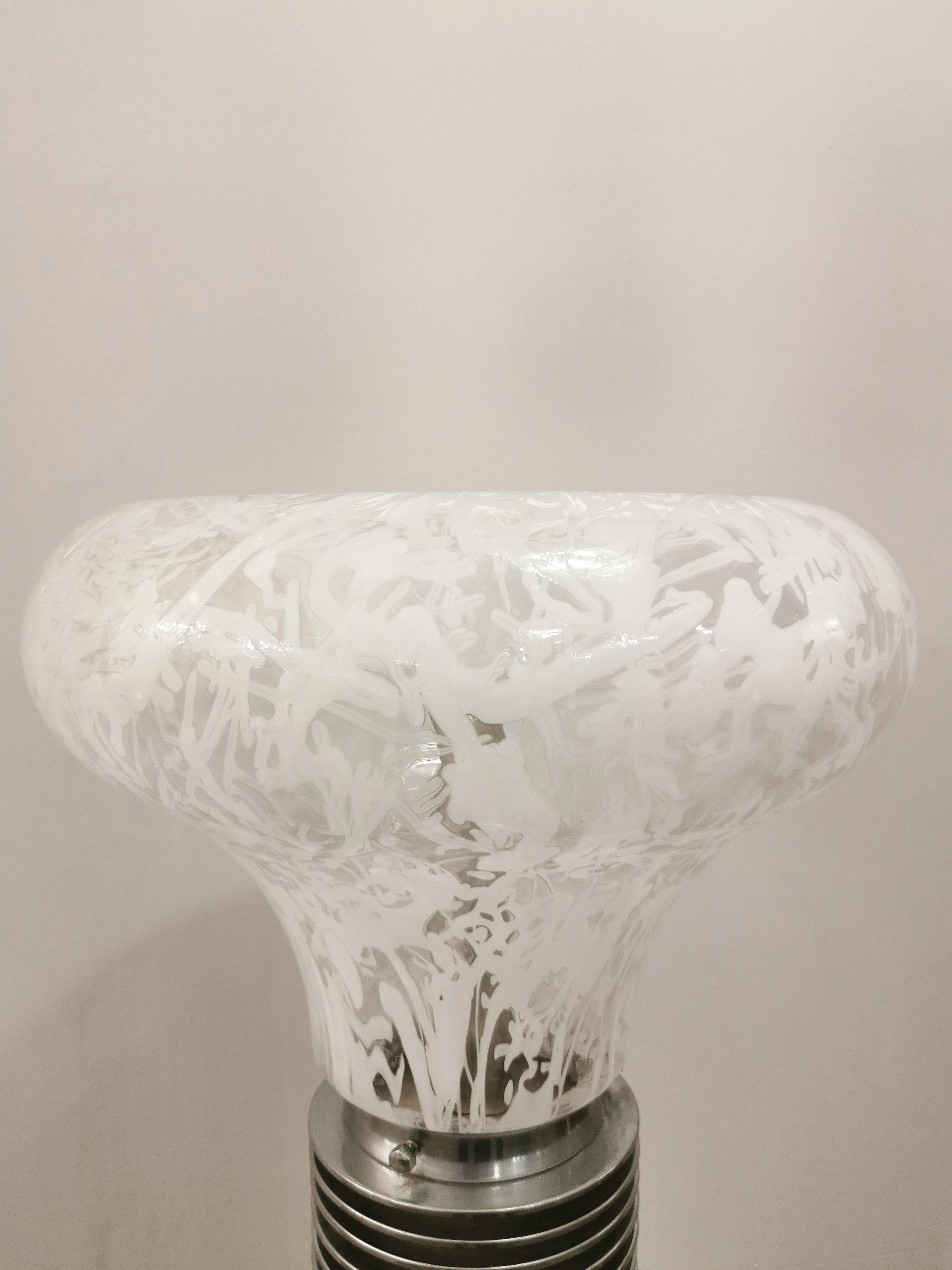 Mid-Century Modern Floor Lamp by Carlo Nason Chromed Metal Murano Glass Mid Century Italy 1970s