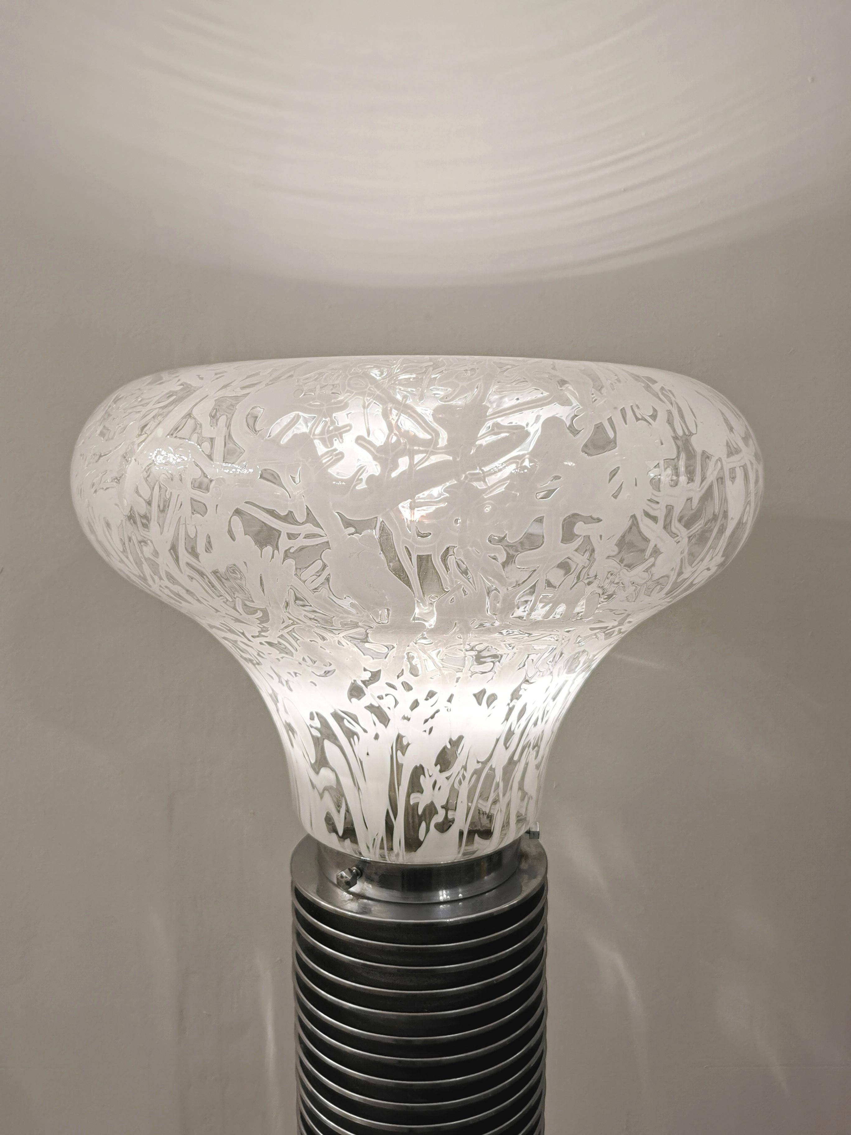 Italian Floor Lamp by Carlo Nason Chromed Metal Murano Glass Mid Century Italy 1970s