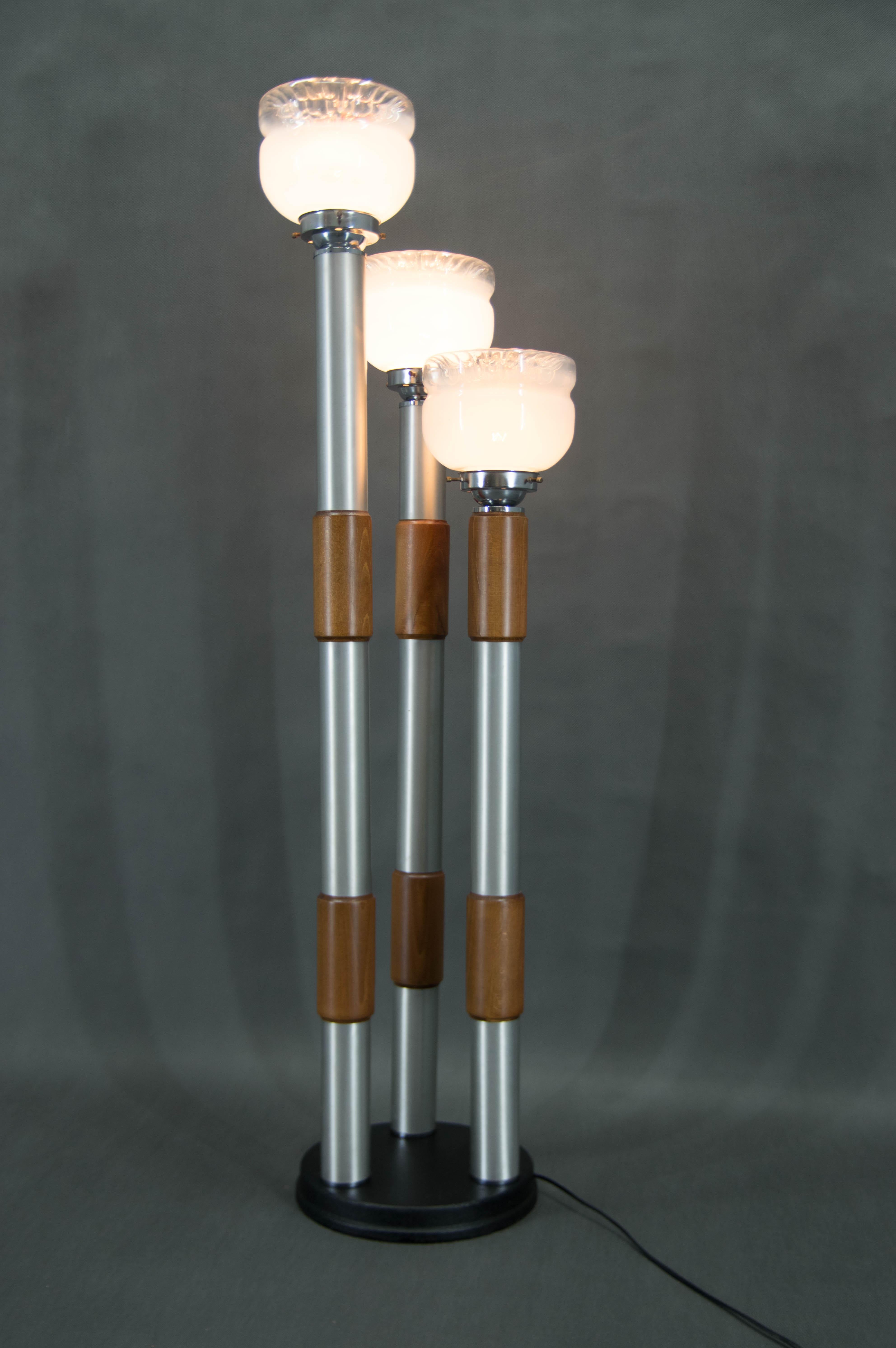 Metal Floor Lamp by Carlo Nason for Mazzega, Murano Glass, 1970s