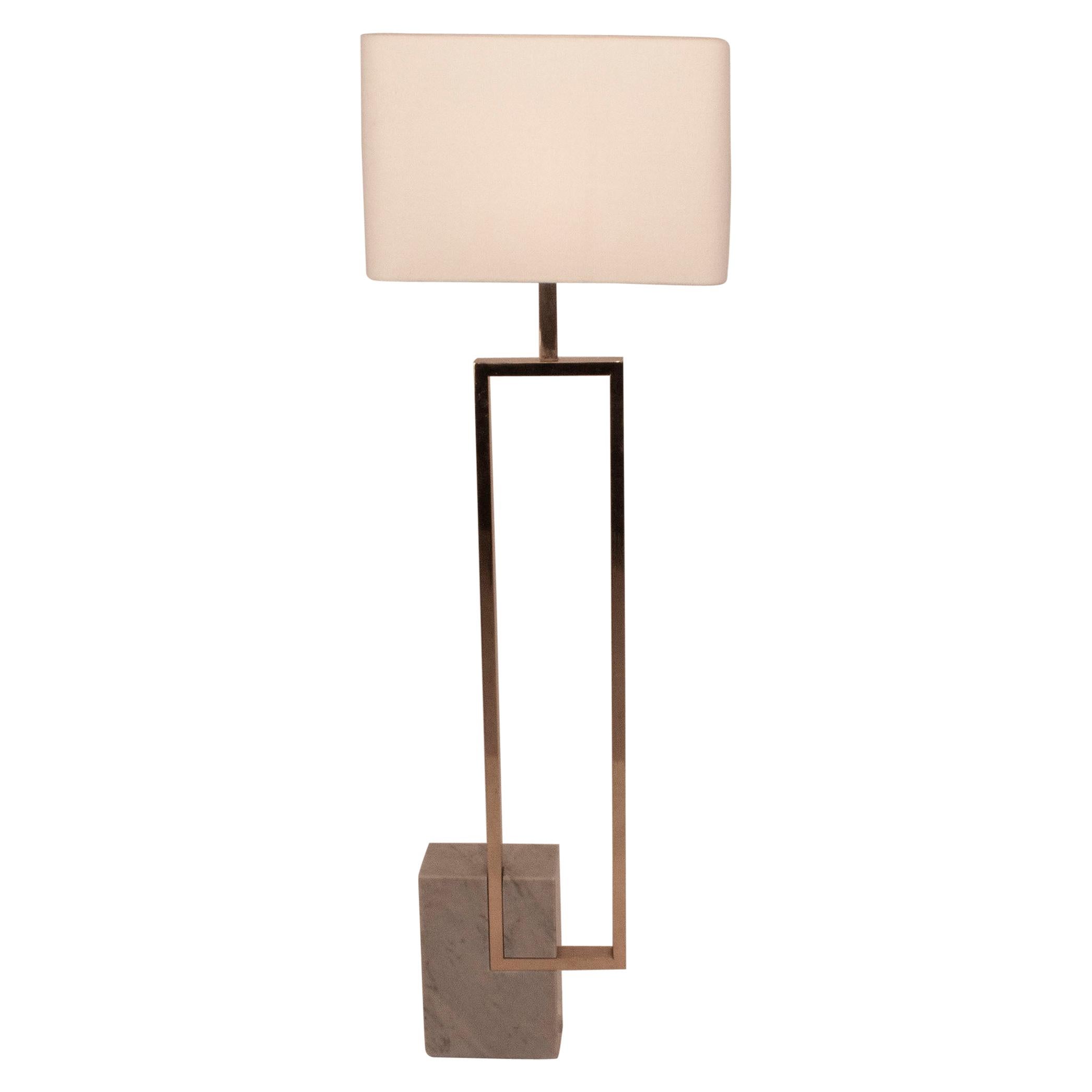 Floor Lamp by Giovanni Banci Willy Rizzo Style, Brass and Marble, Italy, 1970s S
