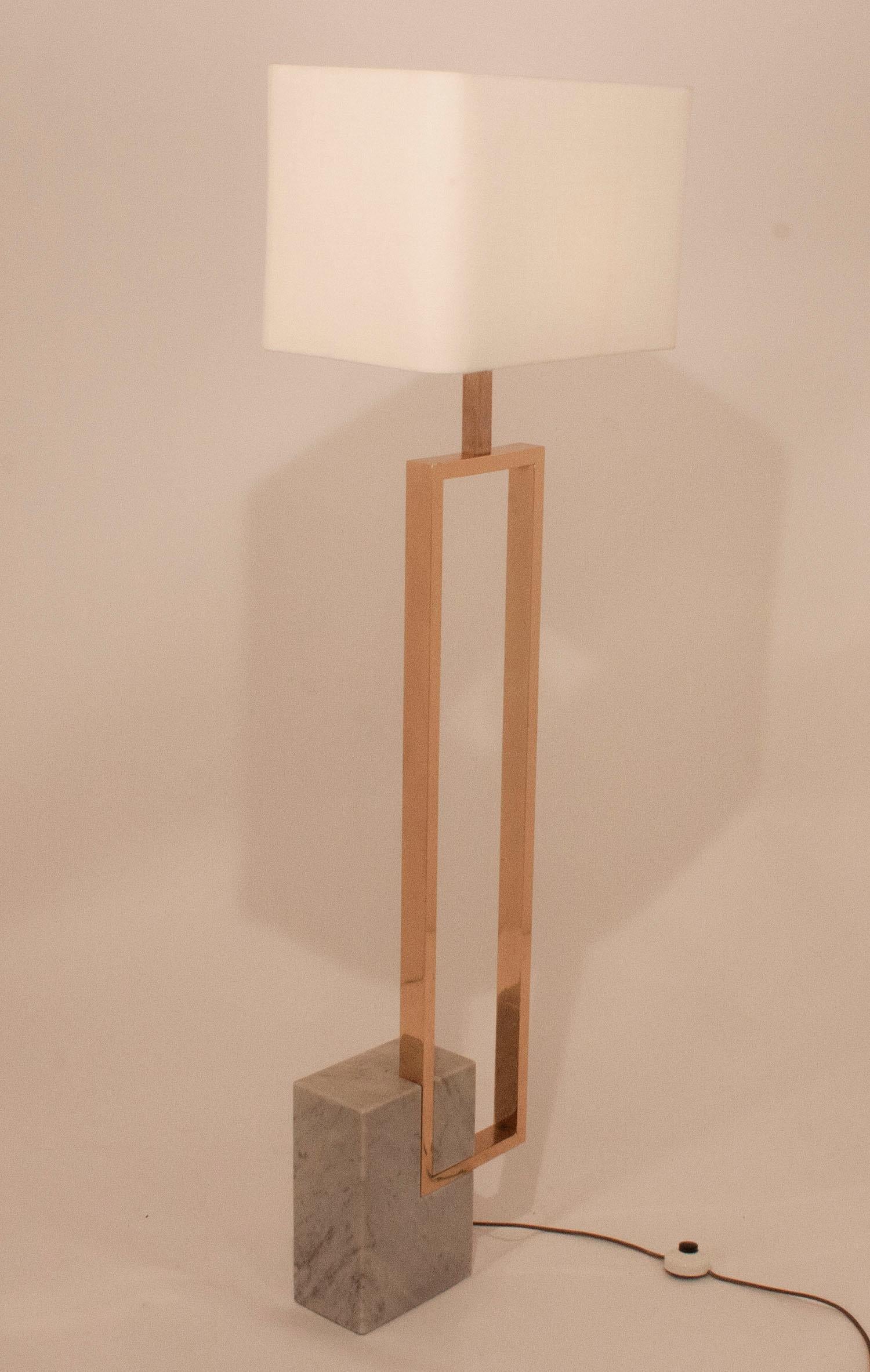 Floor Lamp by Giovanni Banci Willy Rizzo Style, Brass and Marble, Italy, 1970s S 6