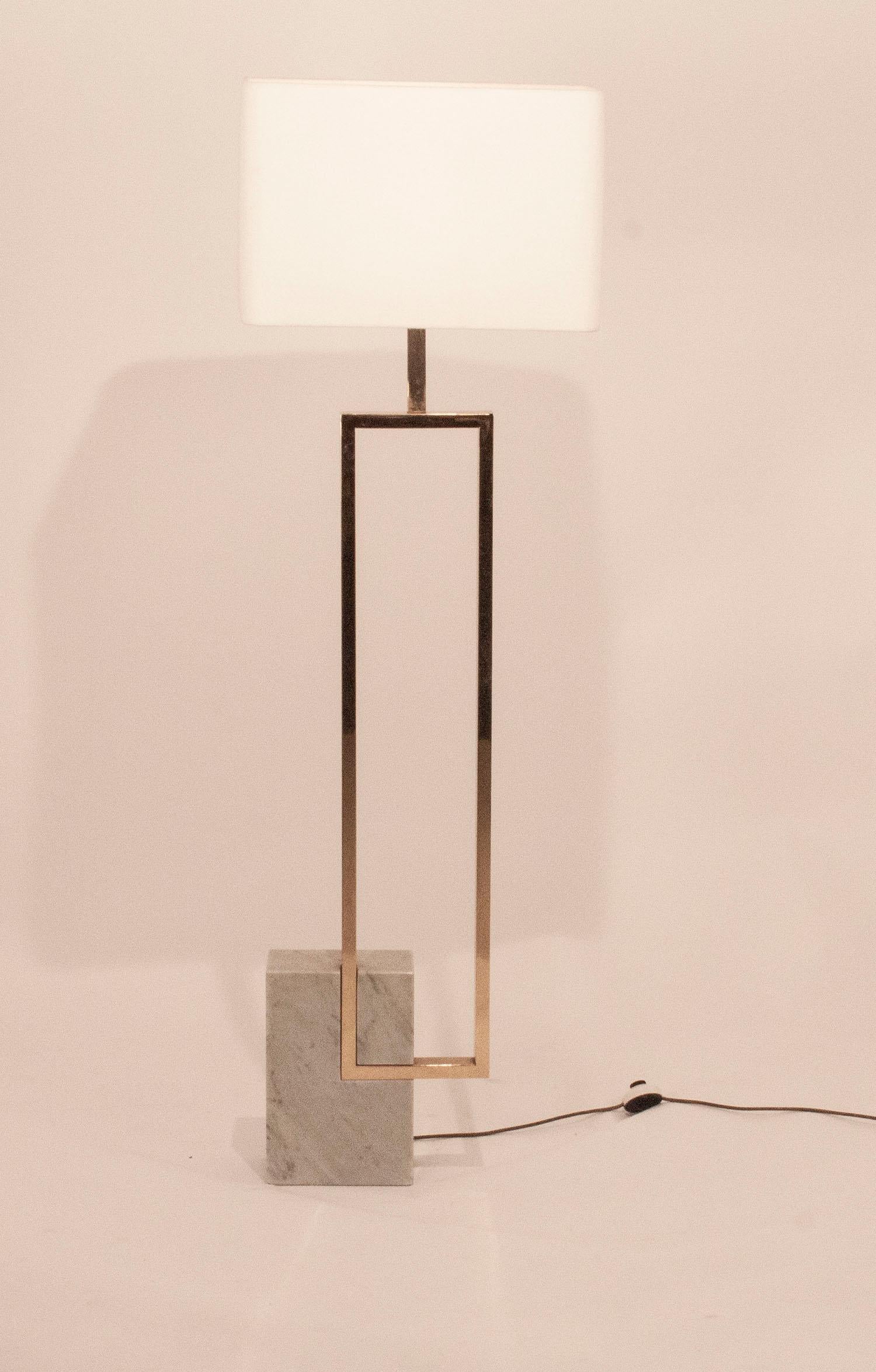 Mid-Century Modern Floor Lamp by Giovanni Banci Willy Rizzo Style, Brass and Marble, Italy, 1970s S