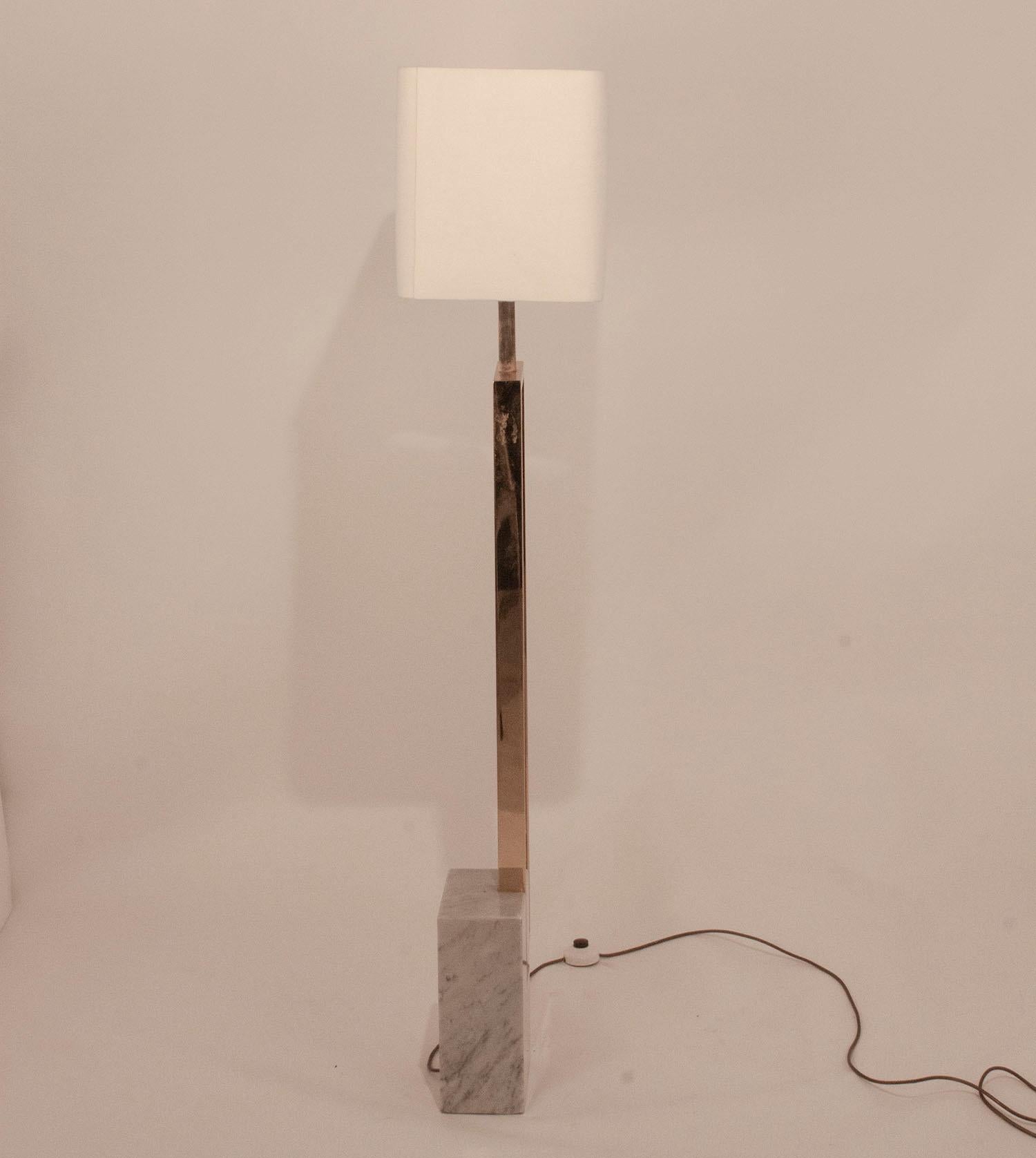 Floor Lamp by Giovanni Banci Willy Rizzo Style, Brass and Marble, Italy, 1970s S 2