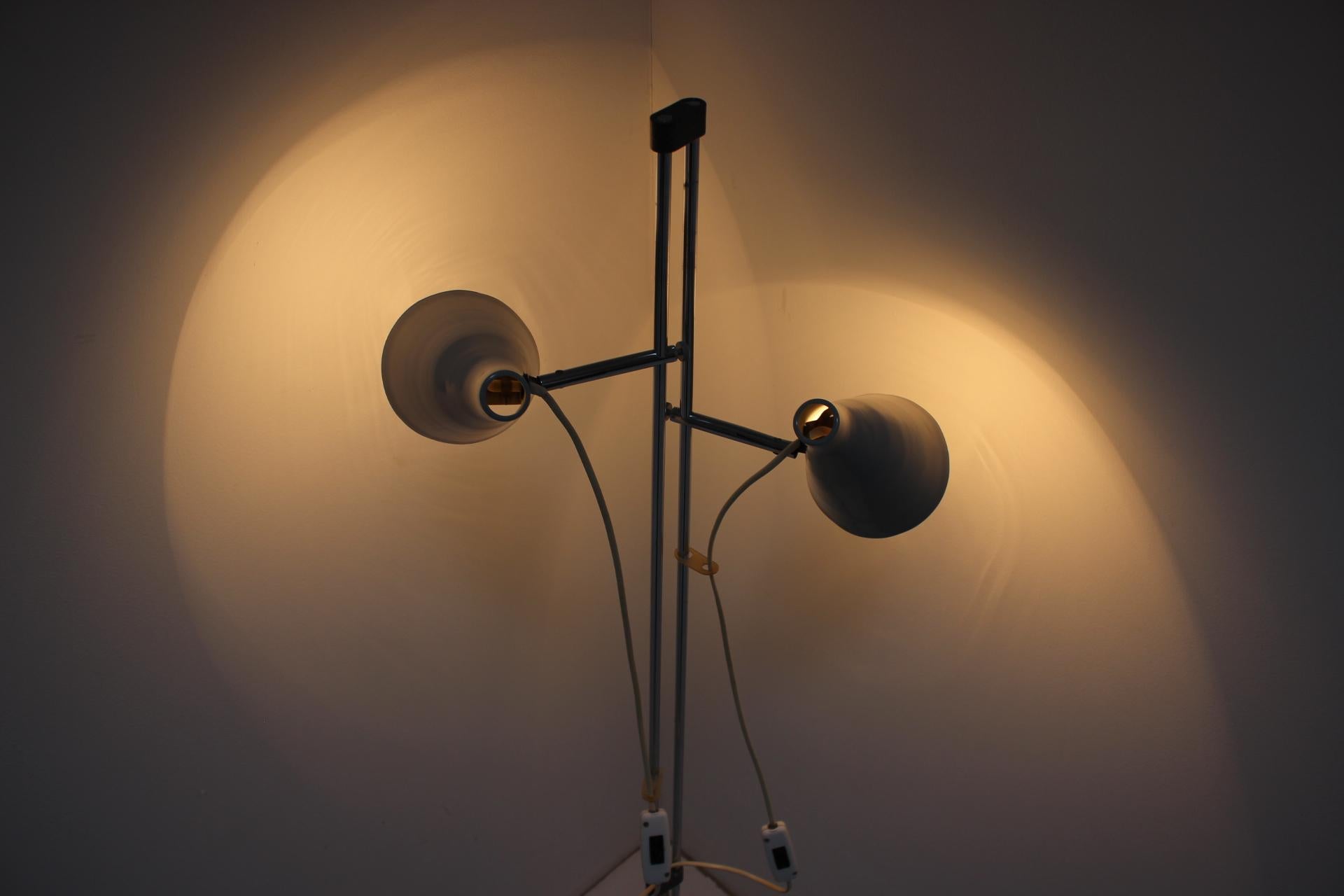 Iconic floor lamp by Josef Hurka for Lidokov, made in Czechoslovakia, in the 1960's.
Made of metal, chrome.
In original condition, repolished, cleaned, with a few signs of use.
Fully functional.
