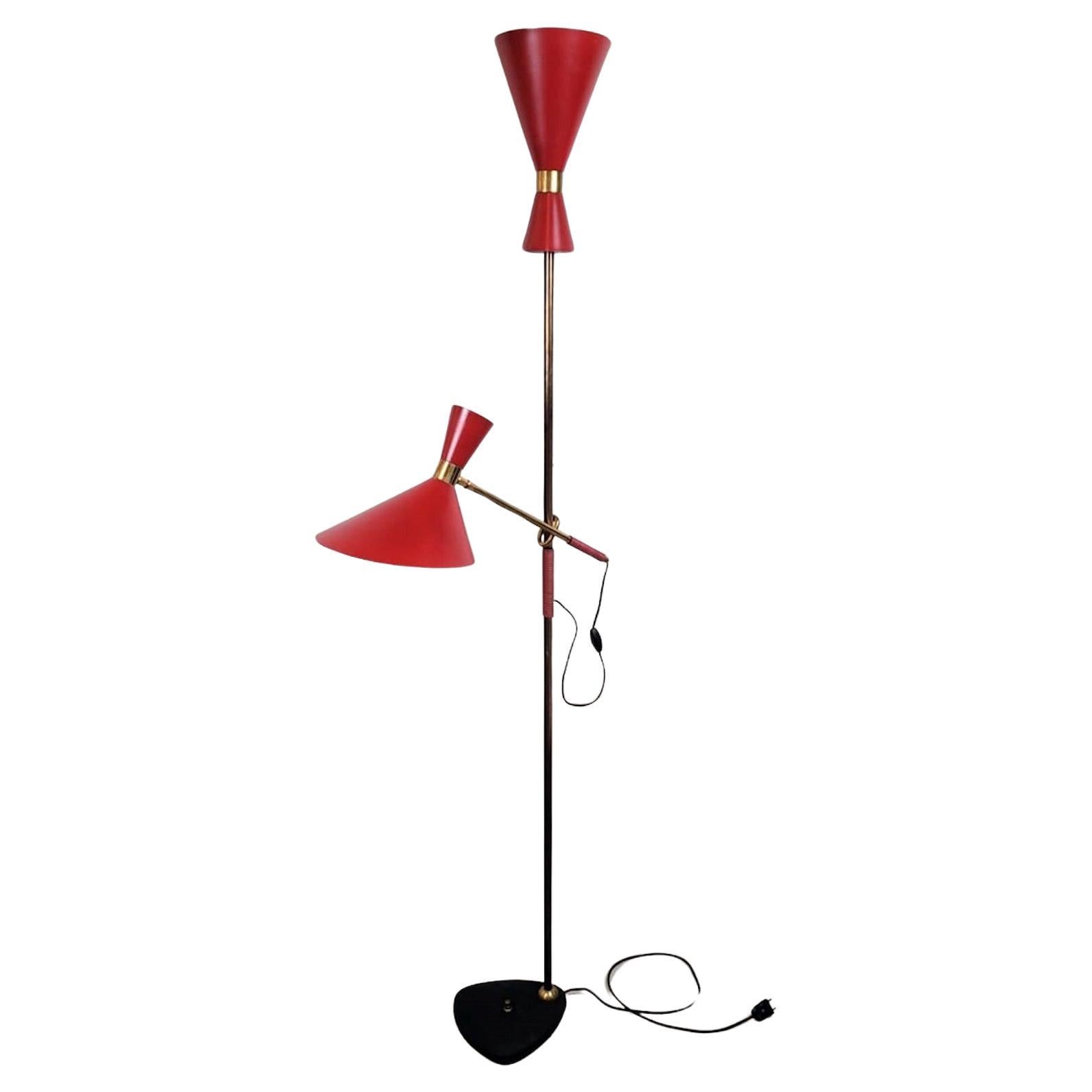 Lampada da terra di Julius Théodor Kalmar - Ottone e lamiera verniciata