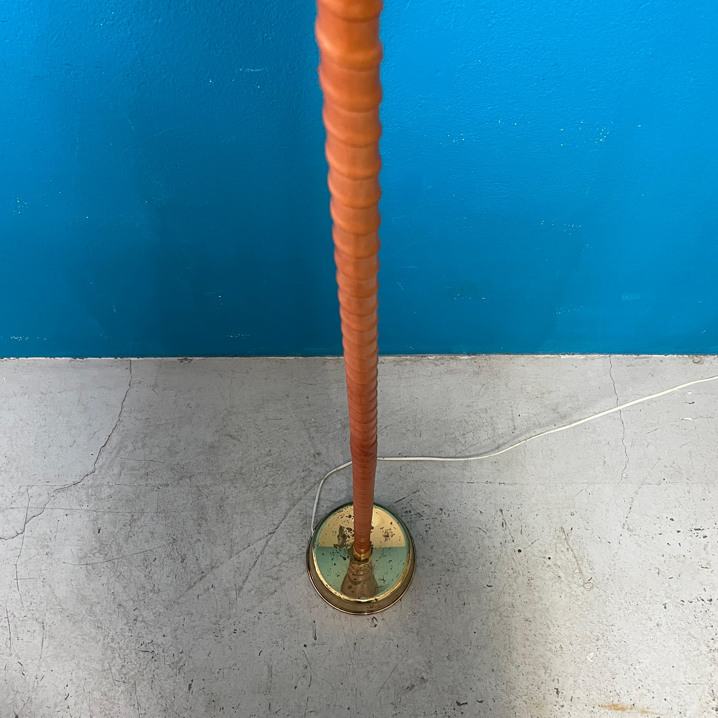 Floor Lamp by Lisa Johansson-Pape, 1950s. Brass and Leather. Orno Finland. For Sale 5
