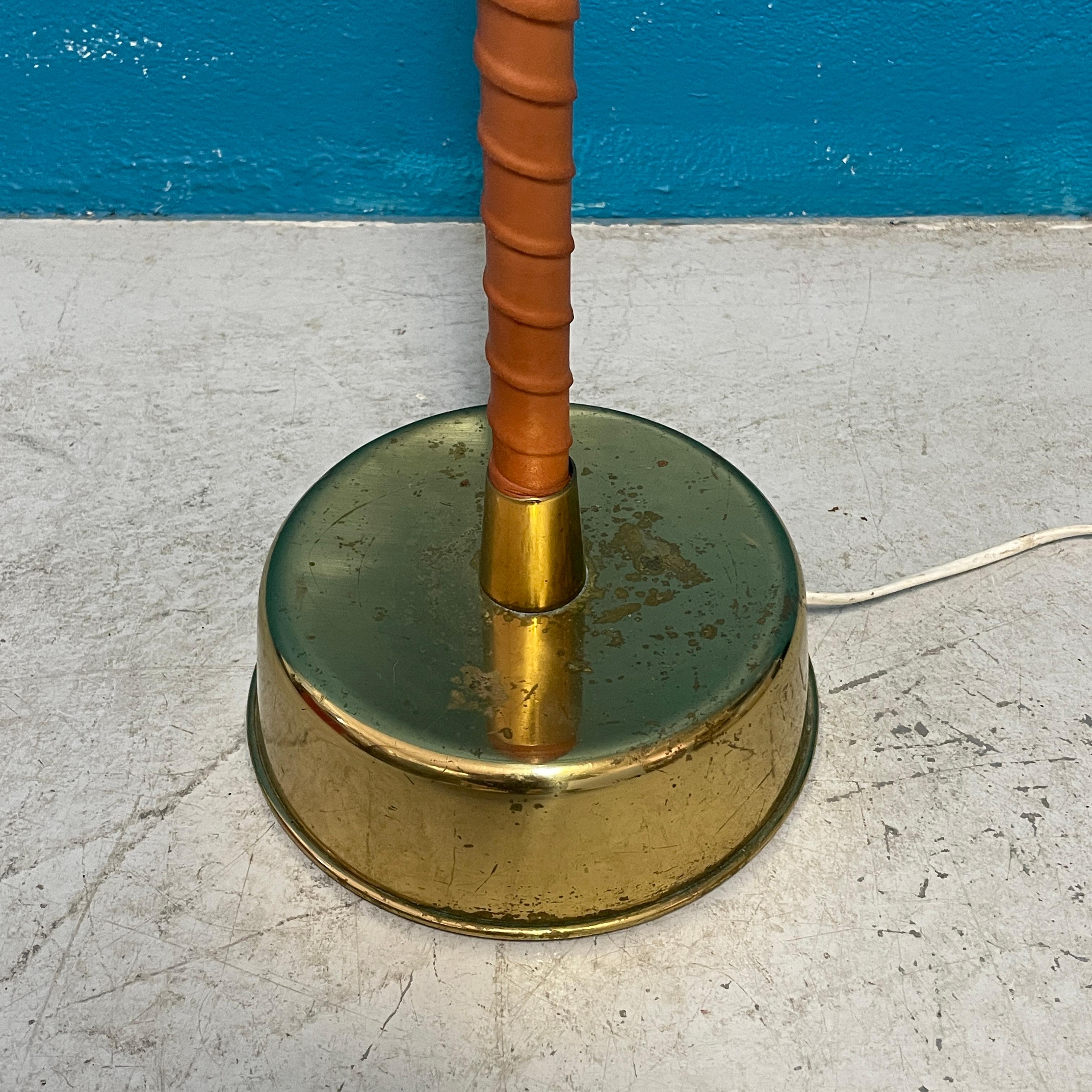 20th Century Floor Lamp by Lisa Johansson-Pape, 1950s. Brass and Leather. Orno Finland. For Sale