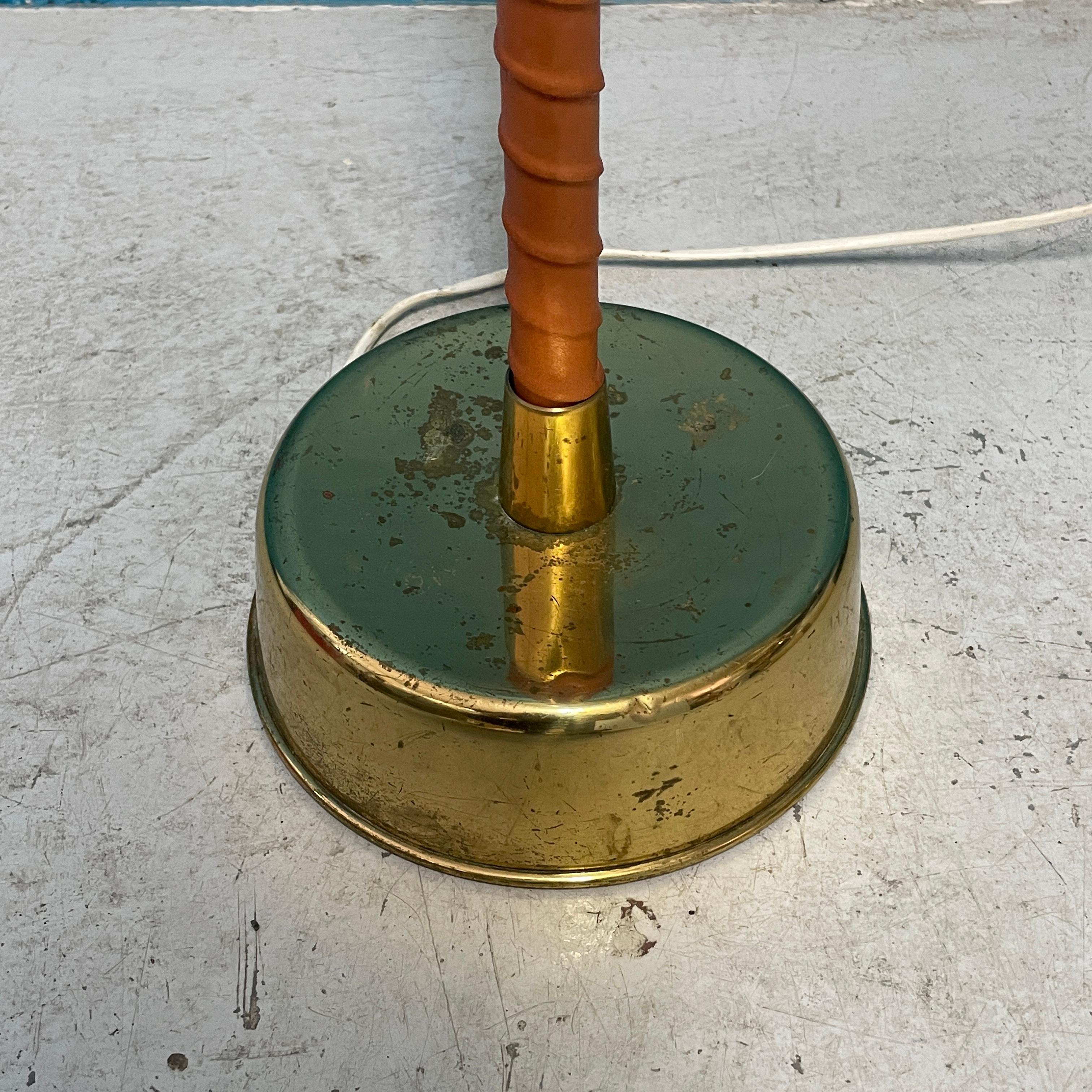 Floor Lamp by Lisa Johansson-Pape, 1950s. Brass and Leather. Orno Finland. For Sale 1