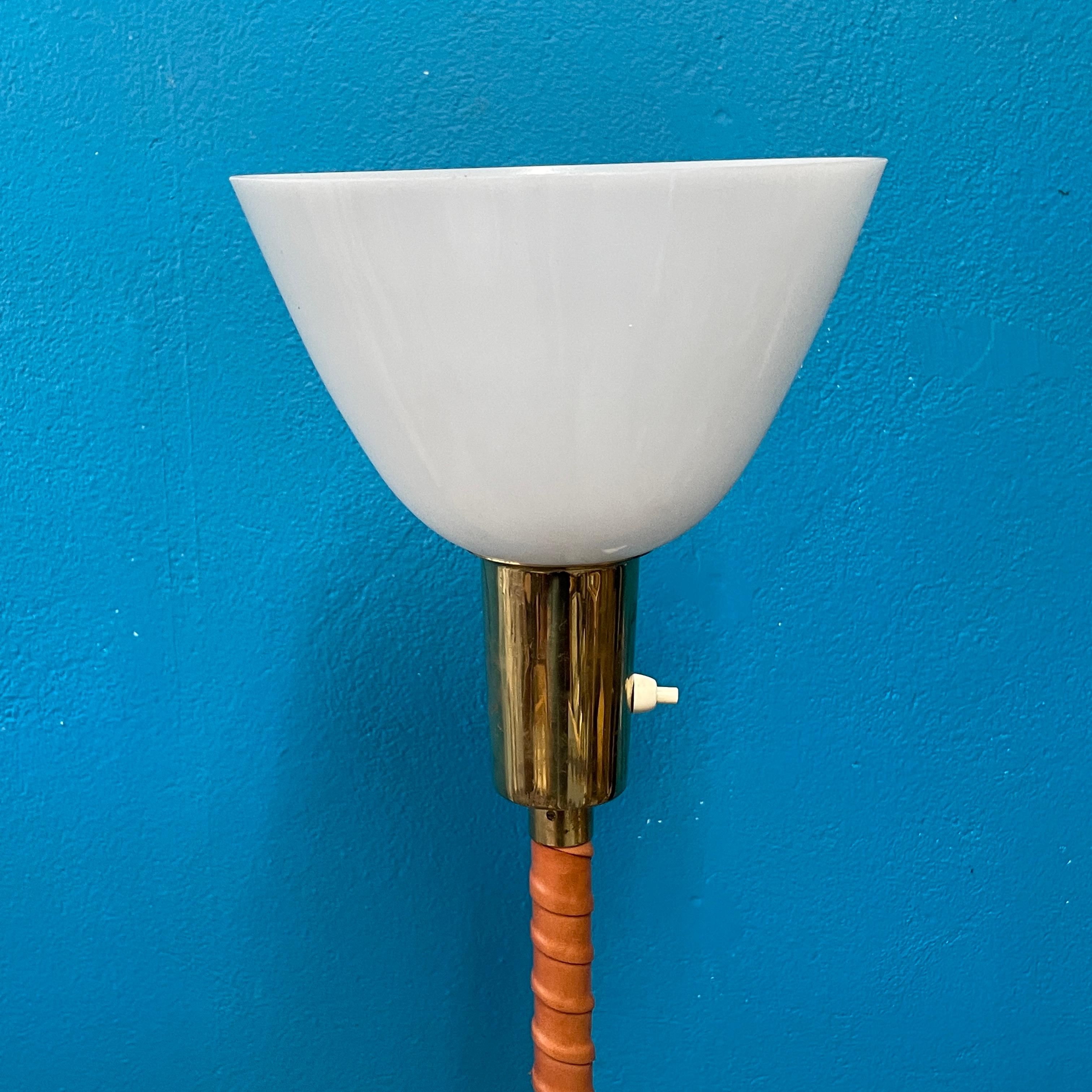 Floor Lamp by Lisa Johansson-Pape, 1950s. Brass and Leather. Orno Finland. For Sale 2