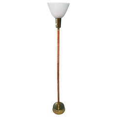 Stehlampe von Lisa Johansson-Pape, 1950er-Jahre. Messing und Leder. Orno Finnland.