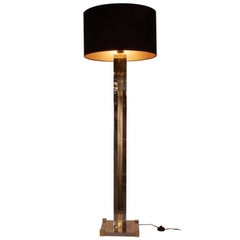 Floor Lamp by Lumica, Chrome Metal and Brass, Willy Rizzo Style, Spain, 1970s