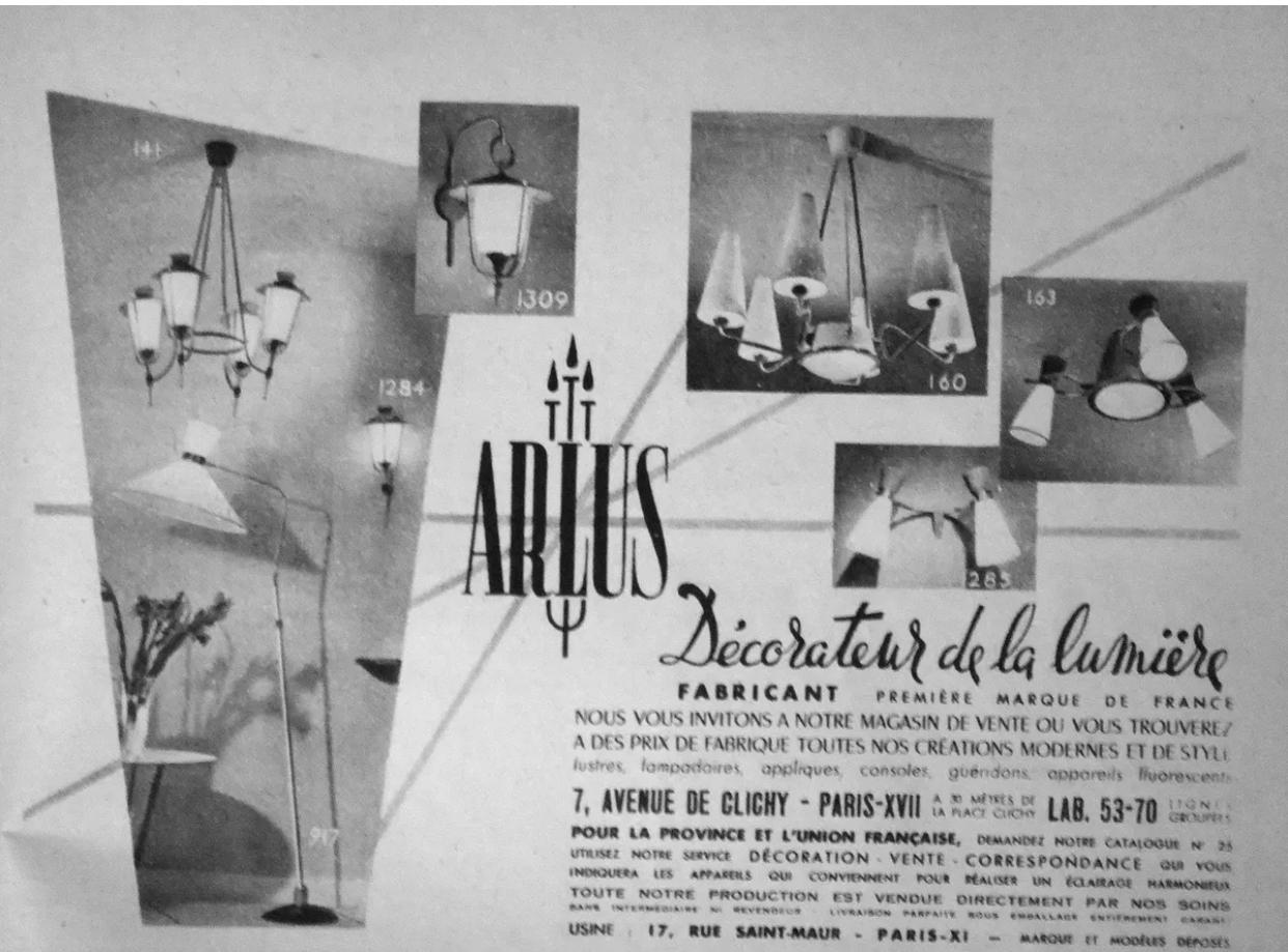 Metal Floor Lamp by Maison Arlus, 1950