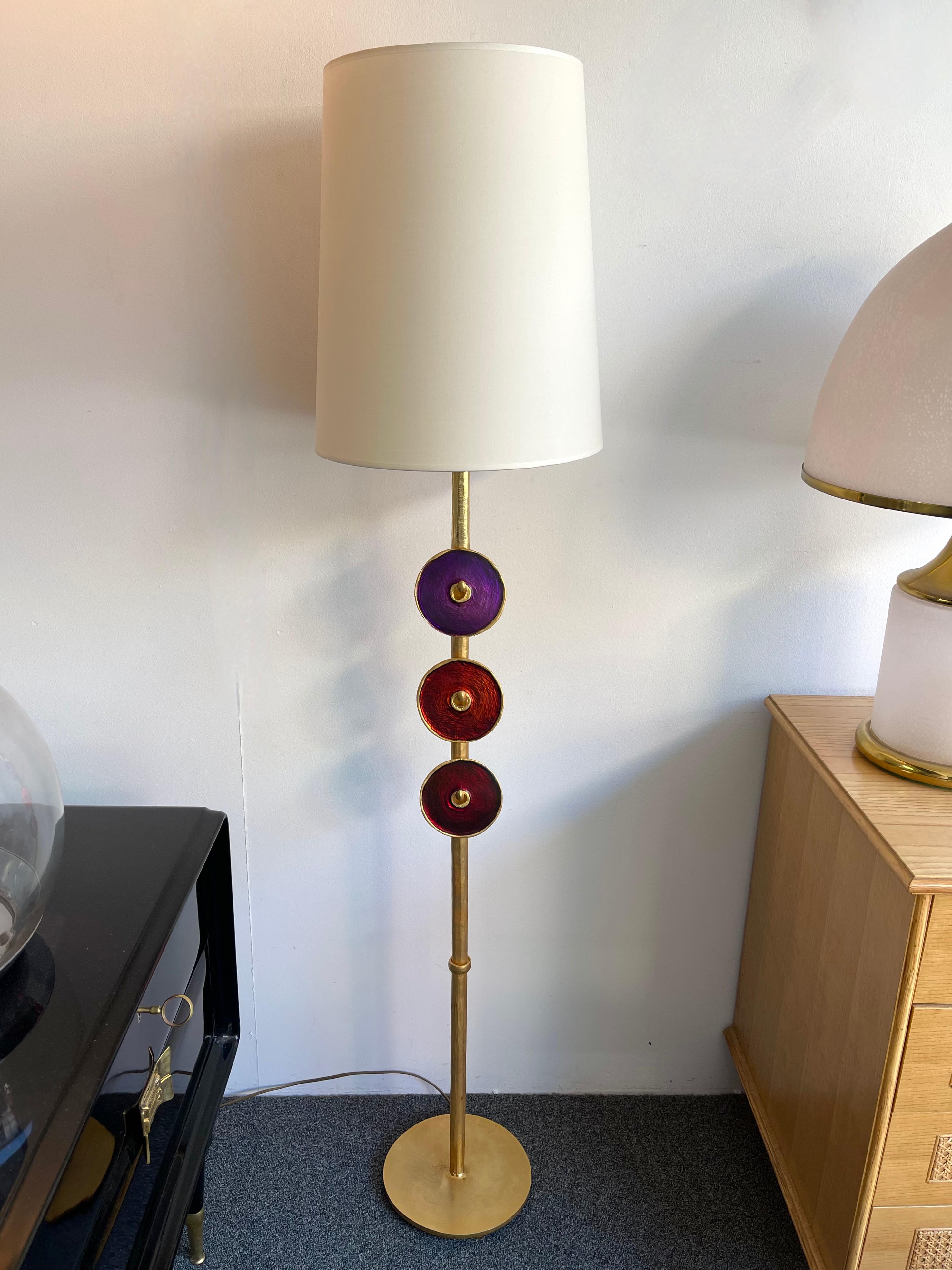 Gilt Floor Lamp by Nicolas Dewael for Fondica, France, 1990s For Sale