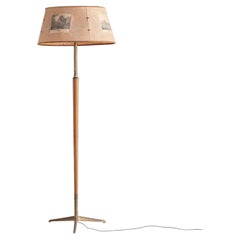 Osvaldo Borsani Stehlampe, Holz und Messing, italienisches Design, um 1940