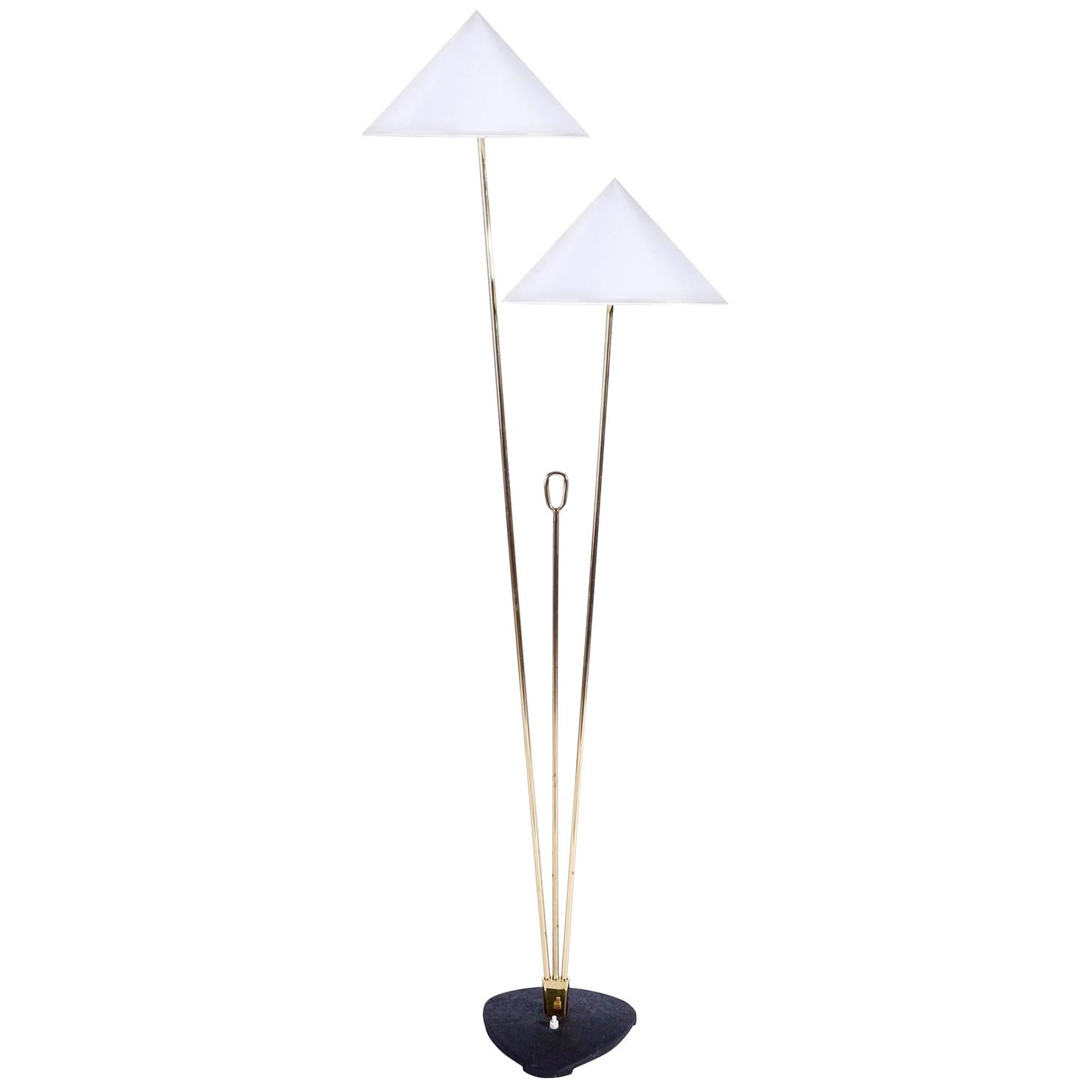 Floor Lamp by Rupert Nikoll, Brass Black Cast Metal, Austria, 1950s