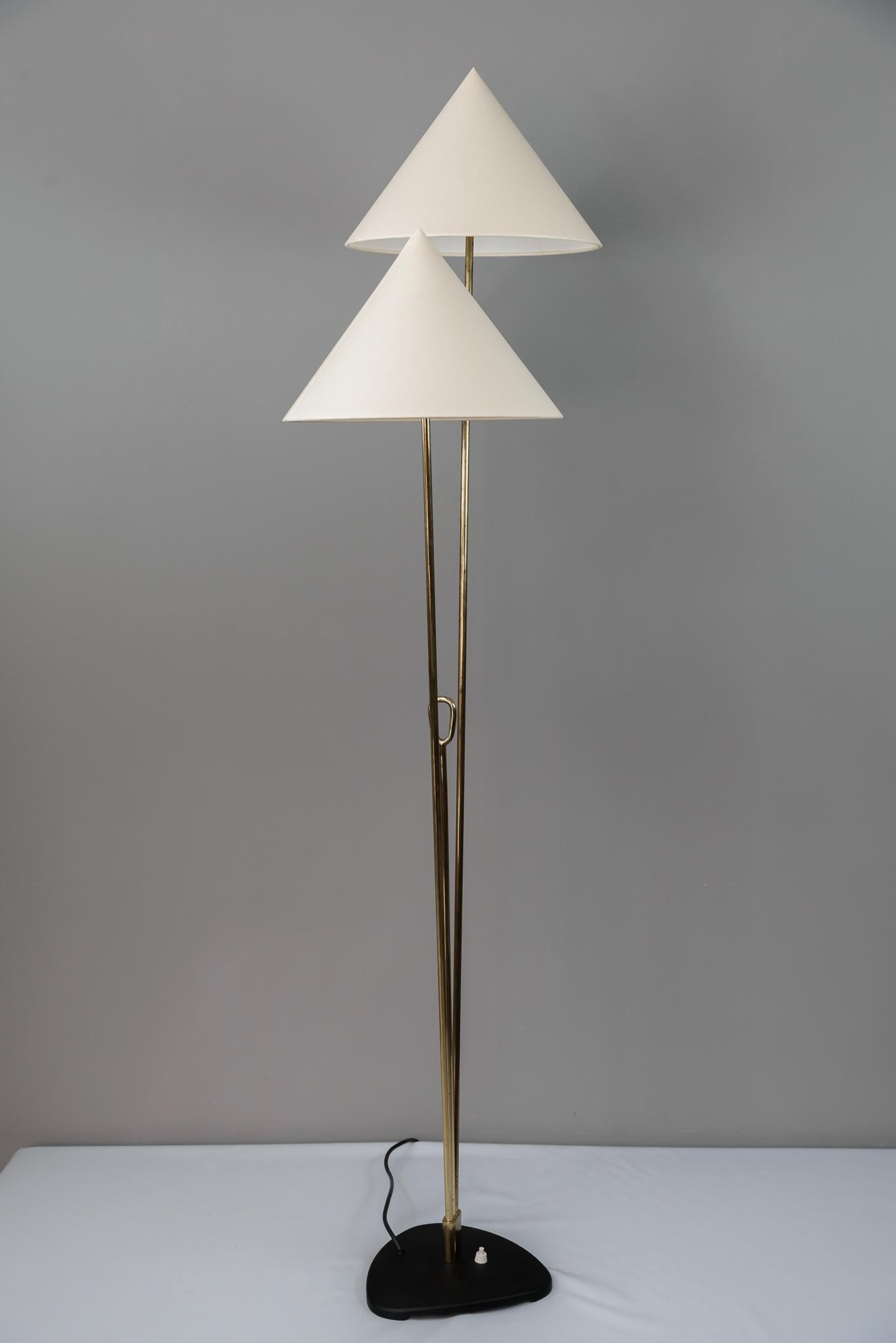 Mid-20th Century Floor Lamp by Rupert Nikoll, Brass Black Cast Metal, Austria, 1960