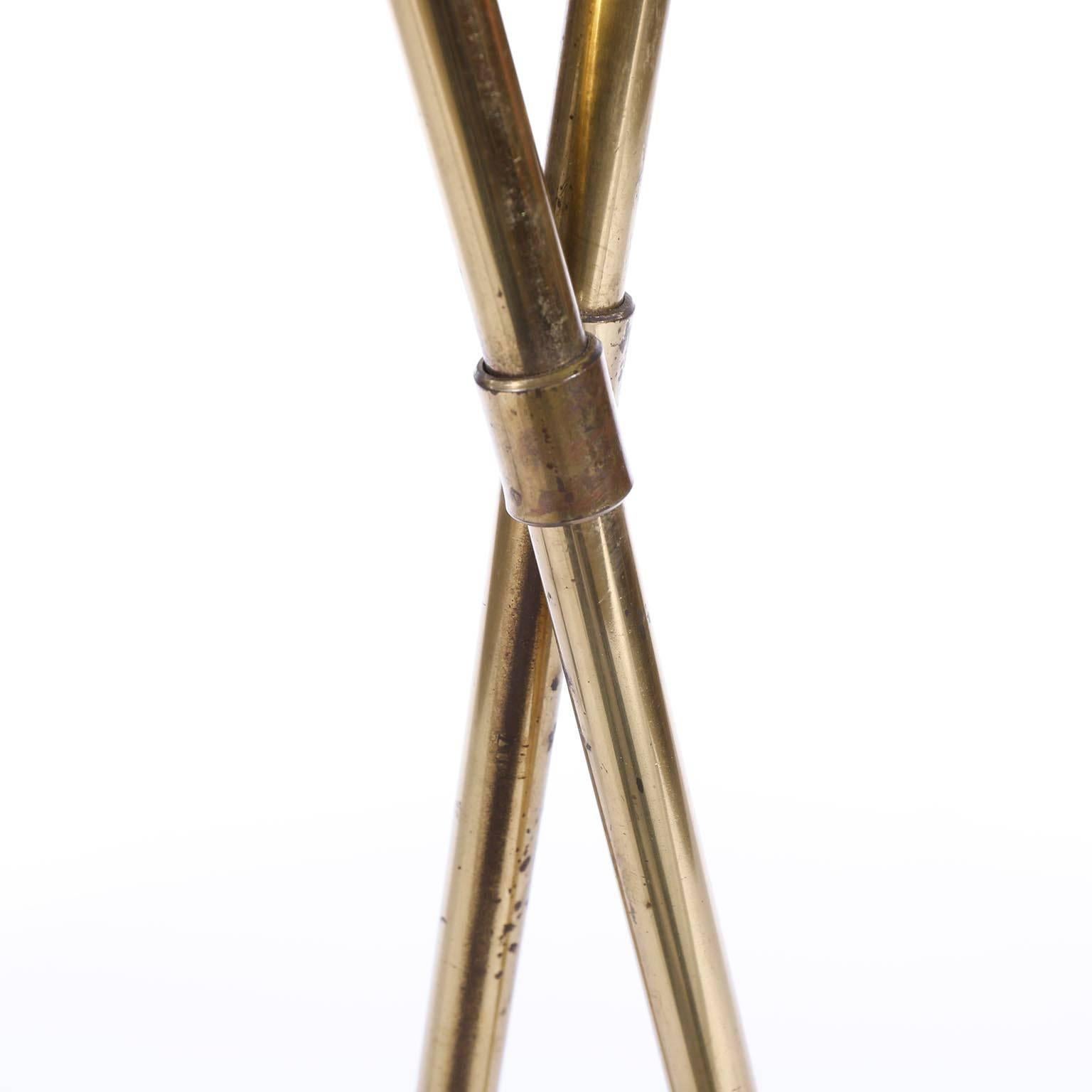 Austrian Floor Lamp by Rupert Nikoll, Brass Yellow Red, Austria, 1960 For Sale